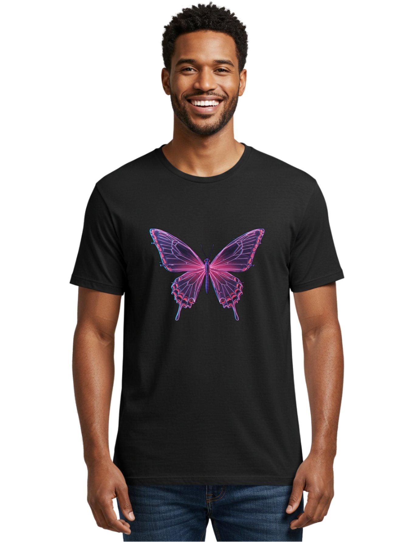 Pink-Butterfly-4 Men'S Graphic Tee, 100% Cotton, Comfortable Casual Summer Wear, Machine Washable, Vintage Camera, Old Camera, Antique Camera, Black Camera, Classic Photography, Photography Equipment, Nostalgic Device, Film Camera, Camera Art Bai218 28