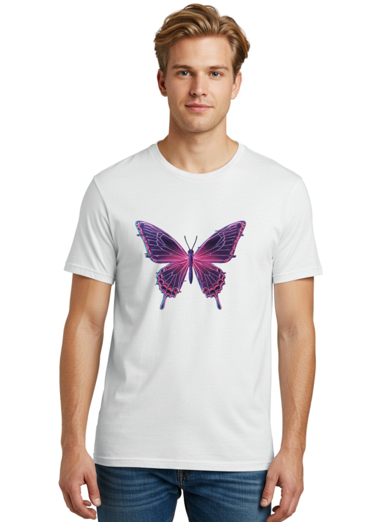 Pink-Butterfly-4 Men'S Graphic Tee, 100% Cotton, Comfortable Casual Summer Wear, Machine Washable, Vintage Camera, Old Camera, Antique Camera, Black Camera, Classic Photography, Photography Equipment, Nostalgic Device, Film Camera, Camera Art Bai218 25