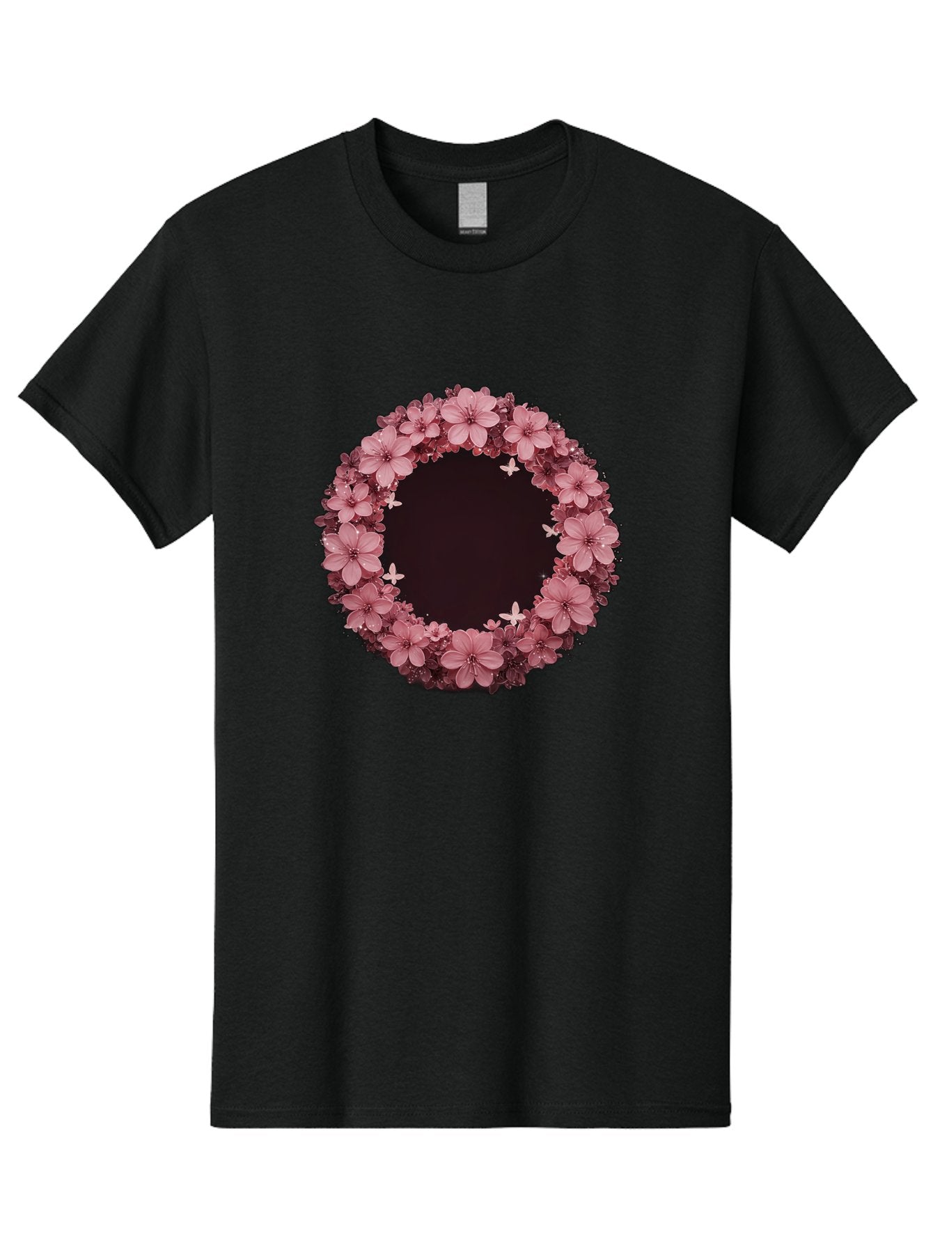 Pink-Flowers-Wreath Men'S Graphic Tee, 100% Cotton, Comfortable Casual Summer Wear, Machine Washable, Vintage Camera, Old Camera, Antique Camera, Black Camera, Classic Photography, Photography Equipment, Nostalgic Device, Film Camera, Bai224