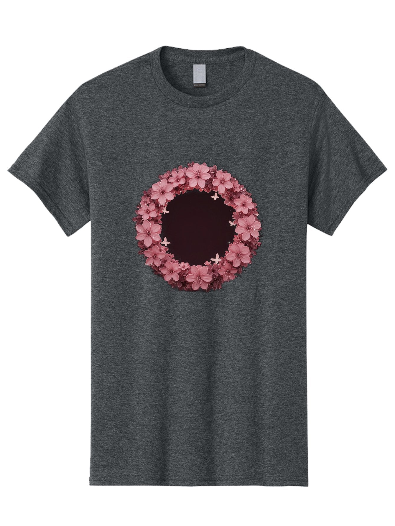 Pink-Flowers-Wreath Men'S Graphic Tee, 100% Cotton, Comfortable Casual Summer Wear, Machine Washable, Vintage Camera, Old Camera, Antique Camera, Black Camera, Classic Photography, Photography Equipment, Nostalgic Device, Film Camera, Bai224 4