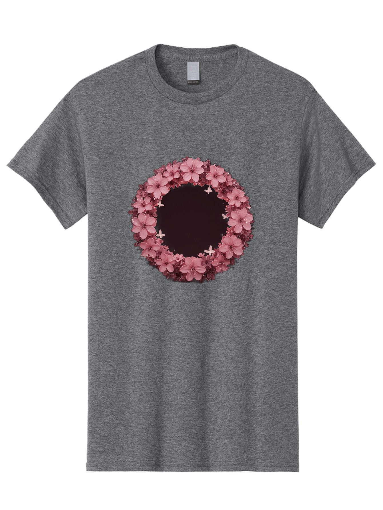 Pink-Flowers-Wreath Men'S Graphic Tee, 100% Cotton, Comfortable Casual Summer Wear, Machine Washable, Vintage Camera, Old Camera, Antique Camera, Black Camera, Classic Photography, Photography Equipment, Nostalgic Device, Film Camera, Bai224 3