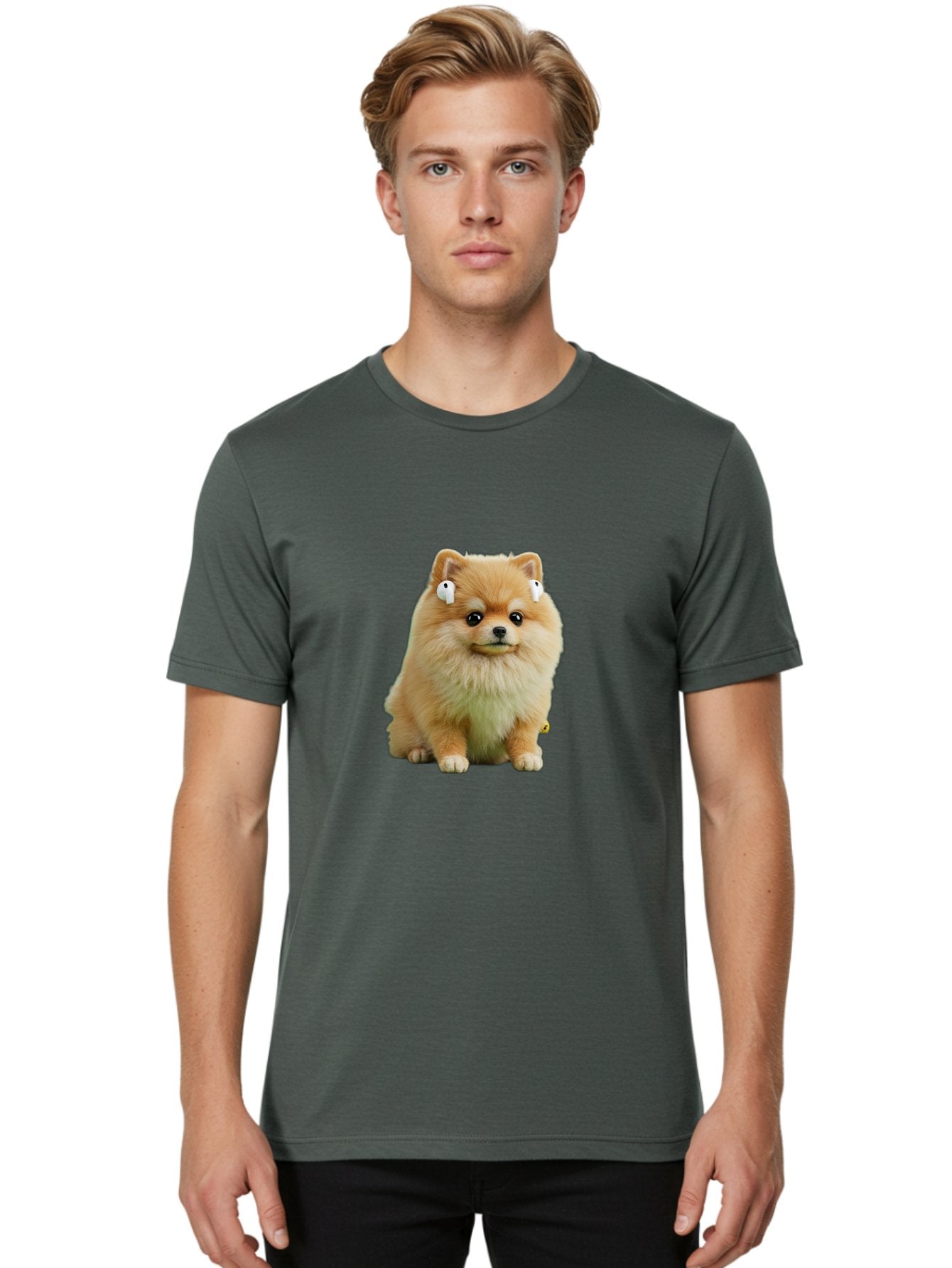 Pomeranian-With-Earbuds Men'S Graphic Tee, 100% Cotton, Comfortable Casual Summer Wear, Machine Washable, Vintage Camera, Old Camera, Antique Camera, Black Camera, Classic Photography, Photography Equipment, Nostalgic Device, Film Camera, Bai234 21