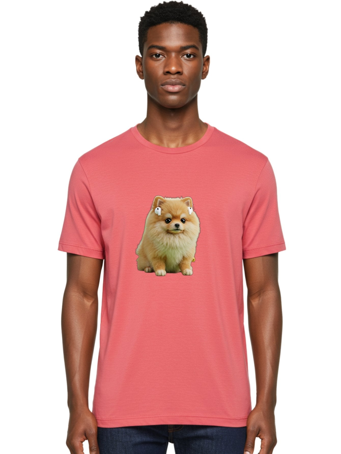 Pomeranian-With-Earbuds Men'S Graphic Tee, 100% Cotton, Comfortable Casual Summer Wear, Machine Washable, Vintage Camera, Old Camera, Antique Camera, Black Camera, Classic Photography, Photography Equipment, Nostalgic Device, Film Camera, Bai234 24