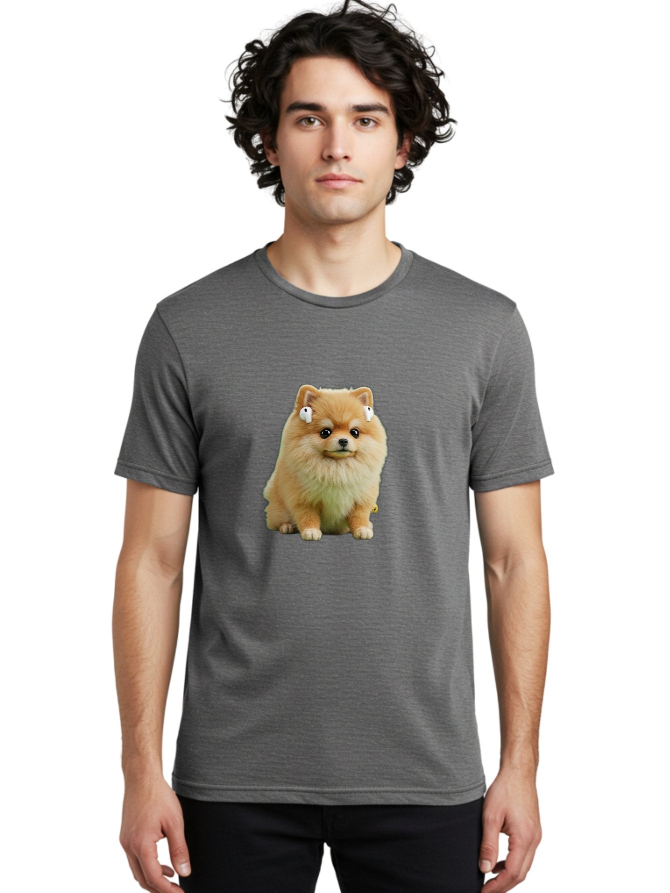 Pomeranian-With-Earbuds Men'S Graphic Tee, 100% Cotton, Comfortable Casual Summer Wear, Machine Washable, Vintage Camera, Old Camera, Antique Camera, Black Camera, Classic Photography, Photography Equipment, Nostalgic Device, Film Camera, Bai234 25