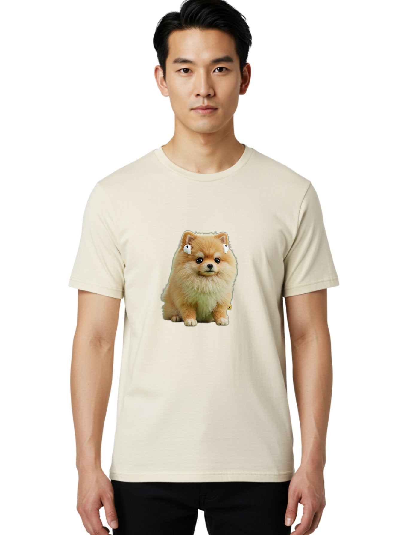 Pomeranian-With-Earbuds Men'S Graphic Tee, 100% Cotton, Comfortable Casual Summer Wear, Machine Washable, Vintage Camera, Old Camera, Antique Camera, Black Camera, Classic Photography, Photography Equipment, Nostalgic Device, Film Camera, Bai234 27