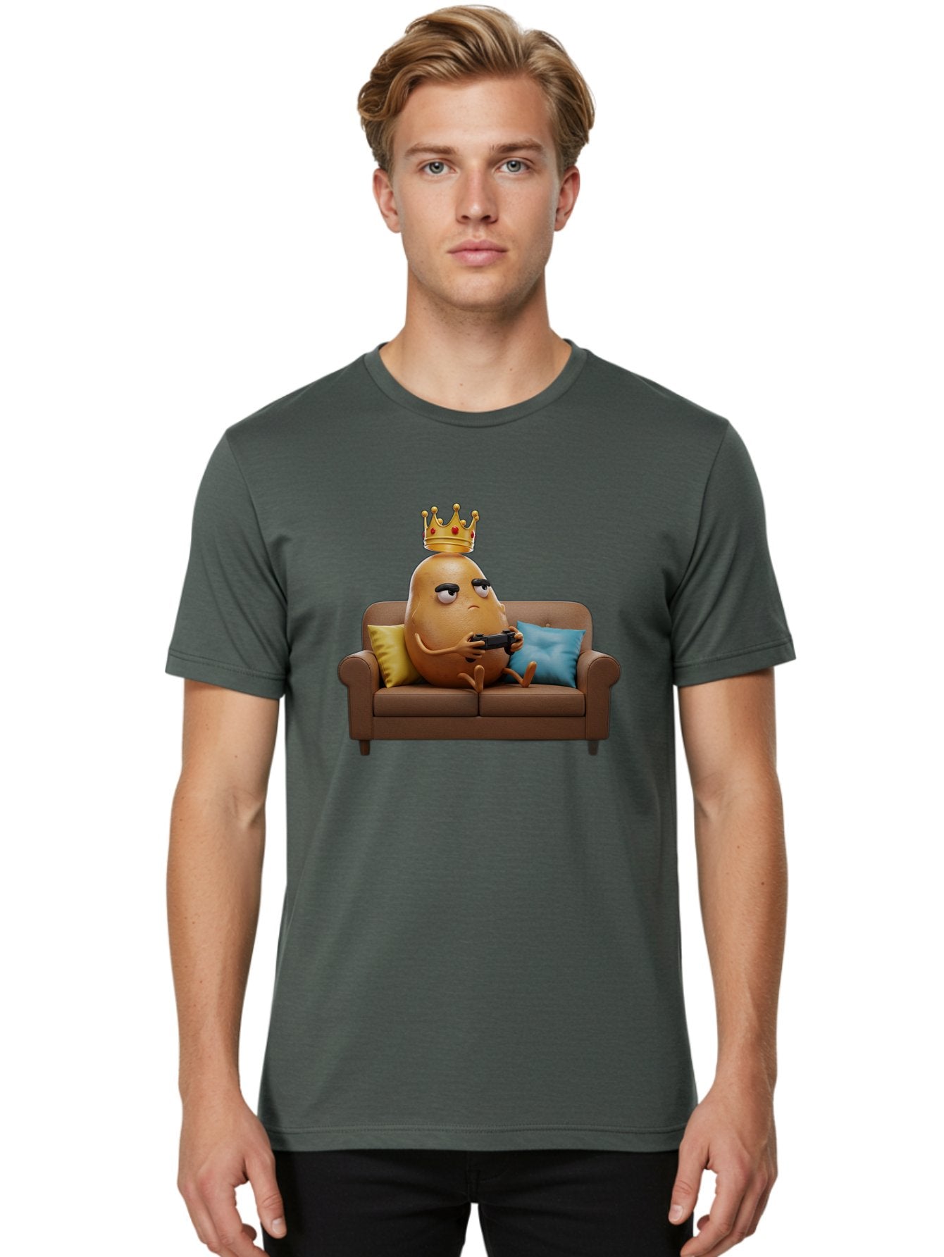 Potato-With-Crown-1 Men'S Graphic Tee, 100% Cotton, Comfortable Casual Summer Wear, Machine Washable, Vintage Camera, Old Camera, Antique Camera, Black Camera, Classic Photography, Photography Equipment, Nostalgic Device, Film Camera, Bai250 17