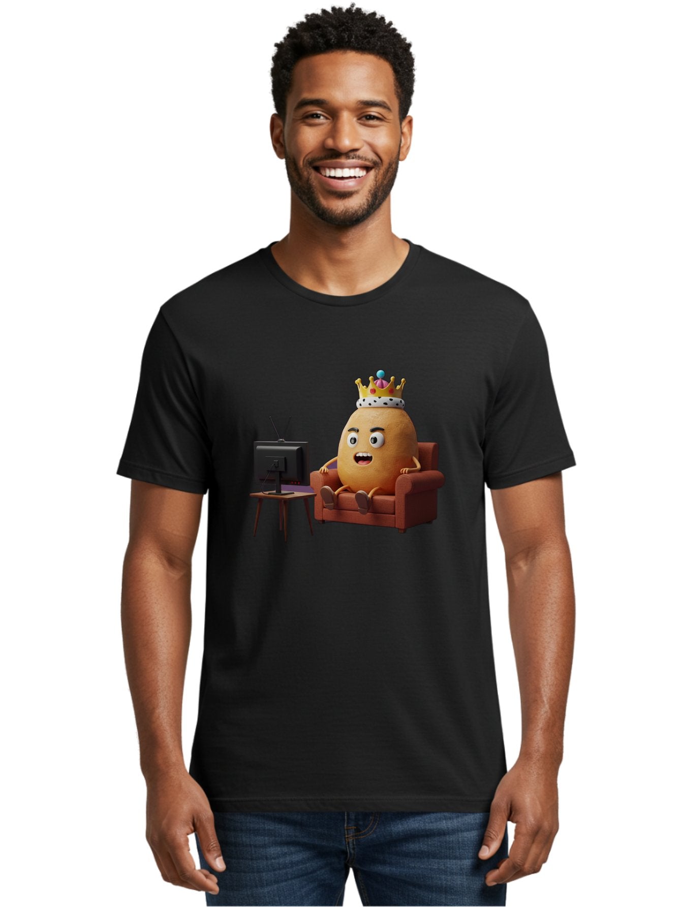 Potato-With-Crown Men'S Graphic Tee, 100% Cotton, Comfortable Casual Summer Wear, Machine Washable, Vintage Camera, Old Camera, Antique Camera, Black Camera, Classic Photography, Photography Equipment, Nostalgic Device, Film Camera, Camera Art Bai252 25