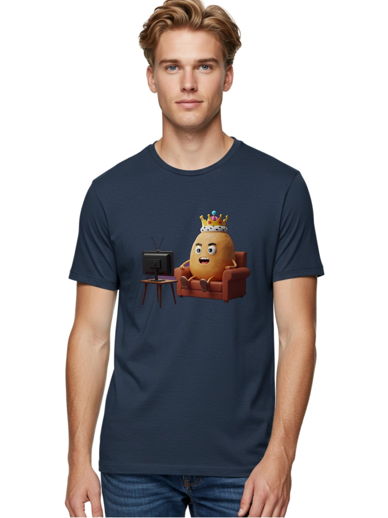 Potato-With-Crown Men'S Graphic Tee, 100% Cotton, Comfortable Casual Summer Wear, Machine Washable, Vintage Camera, Old Camera, Antique Camera, Black Camera, Classic Photography, Photography Equipment, Nostalgic Device, Film Camera, Camera Art Bai252 24