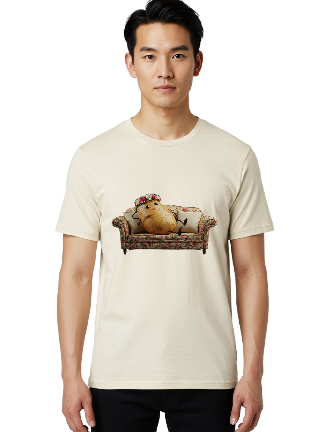 Potato-With-Flowers-On-Sofa Men'S Graphic Tee, 100% Cotton, Comfortable Casual Summer Wear, Machine Washable, Vintage Camera, Old Camera, Antique Camera, Black Camera, Classic Photography, Photography Equipment, Nostalgic Device, Film Camera, Bai253 16