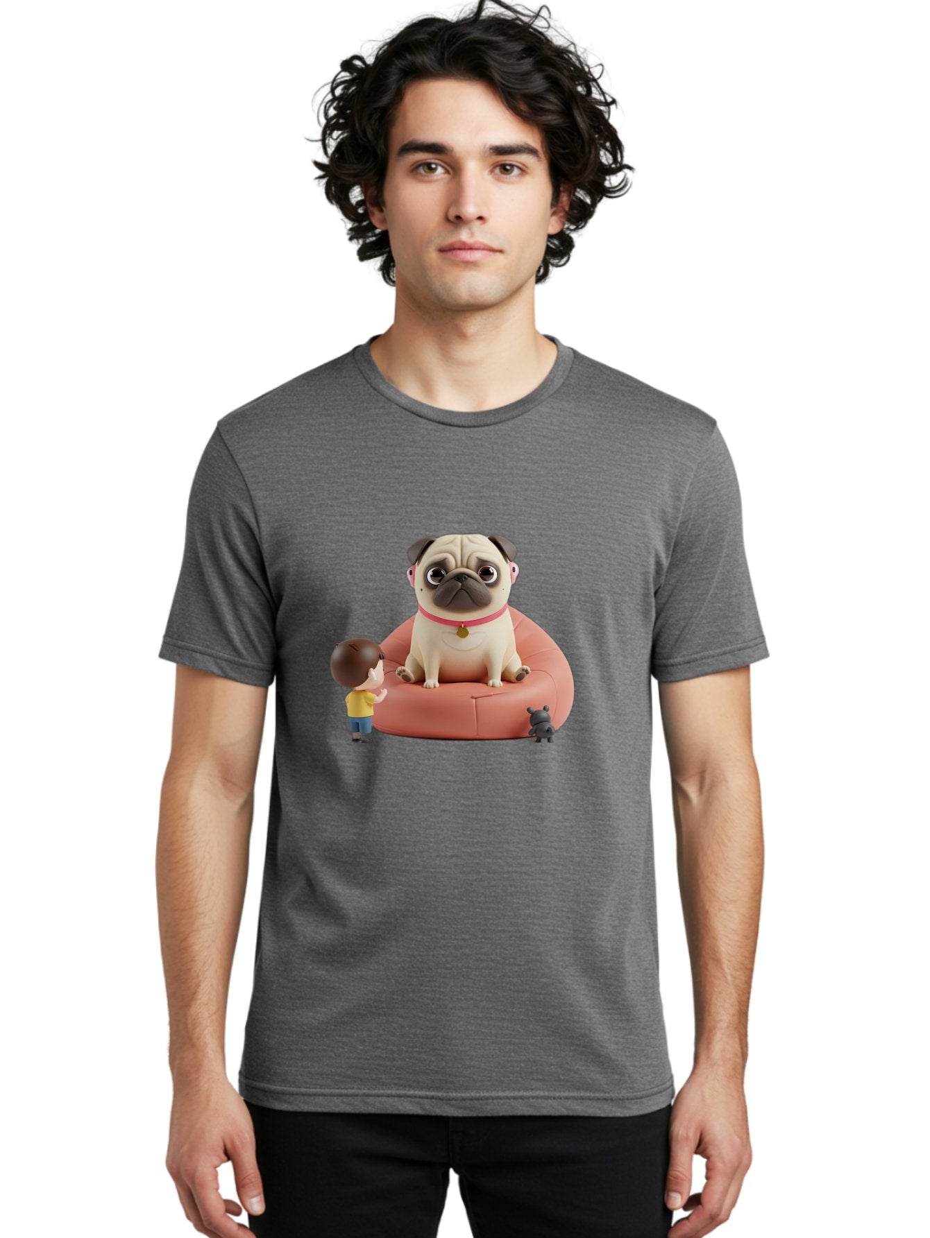 Pug-On-Bean-Bag Men'S Graphic Tee, 100% Cotton, Comfortable Casual Summer Wear, Machine Washable, Vintage Camera, Old Camera, Antique Camera, Black Camera, Classic Photography, Photography Equipment, Nostalgic Device, Film Camera, Camera Art Bai256 30