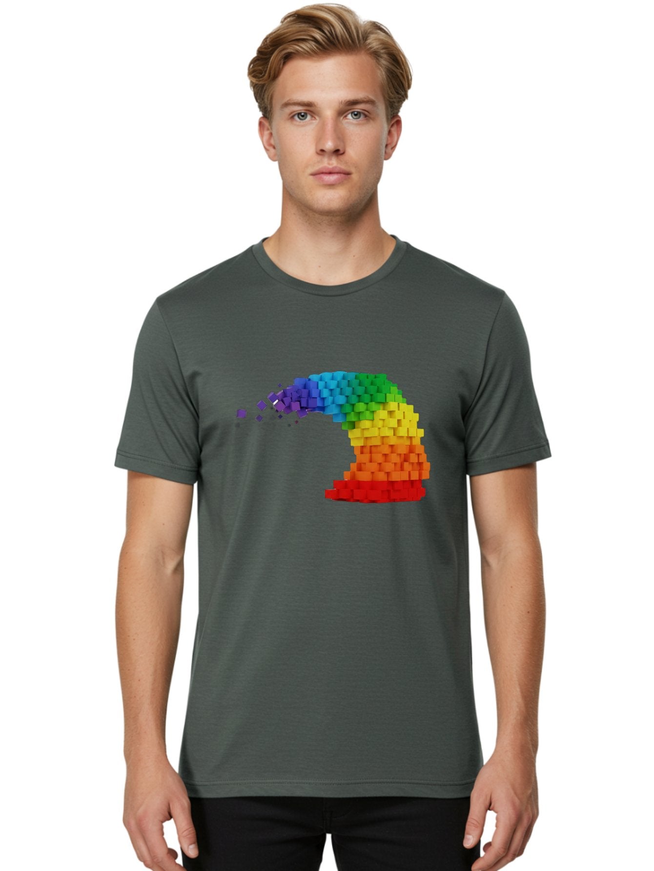 Rainbow-3D-Pixel-Wave Men'S Graphic Tee, 100% Cotton, Comfortable Casual Summer Wear, Machine Washable, Vintage Camera, Old Camera, Antique Camera, Black Camera, Classic Photography, Photography Equipment, Nostalgic Device, Film Camera, Bai283 29