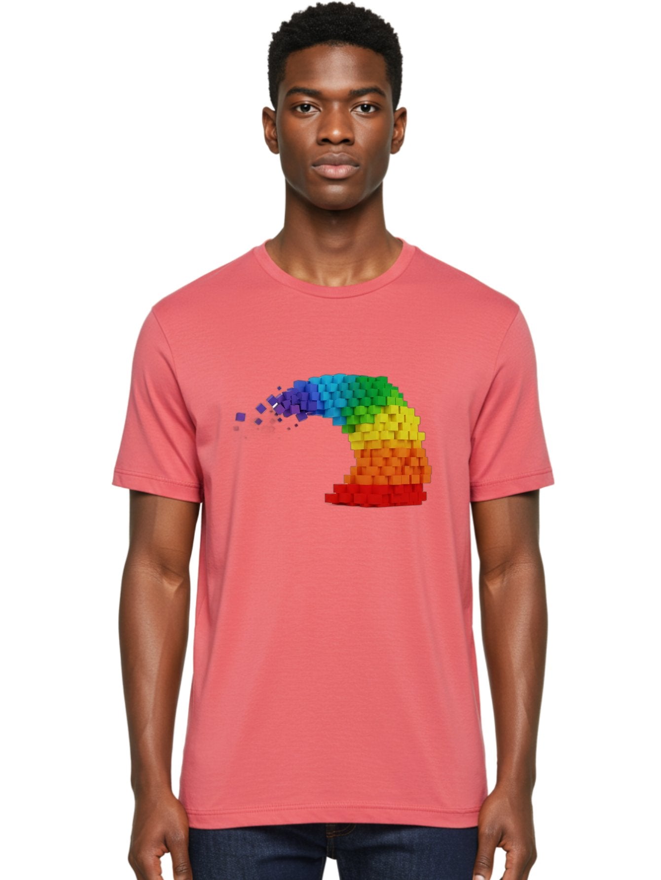 Rainbow-3D-Pixel-Wave Men'S Graphic Tee, 100% Cotton, Comfortable Casual Summer Wear, Machine Washable, Vintage Camera, Old Camera, Antique Camera, Black Camera, Classic Photography, Photography Equipment, Nostalgic Device, Film Camera, Bai283 21