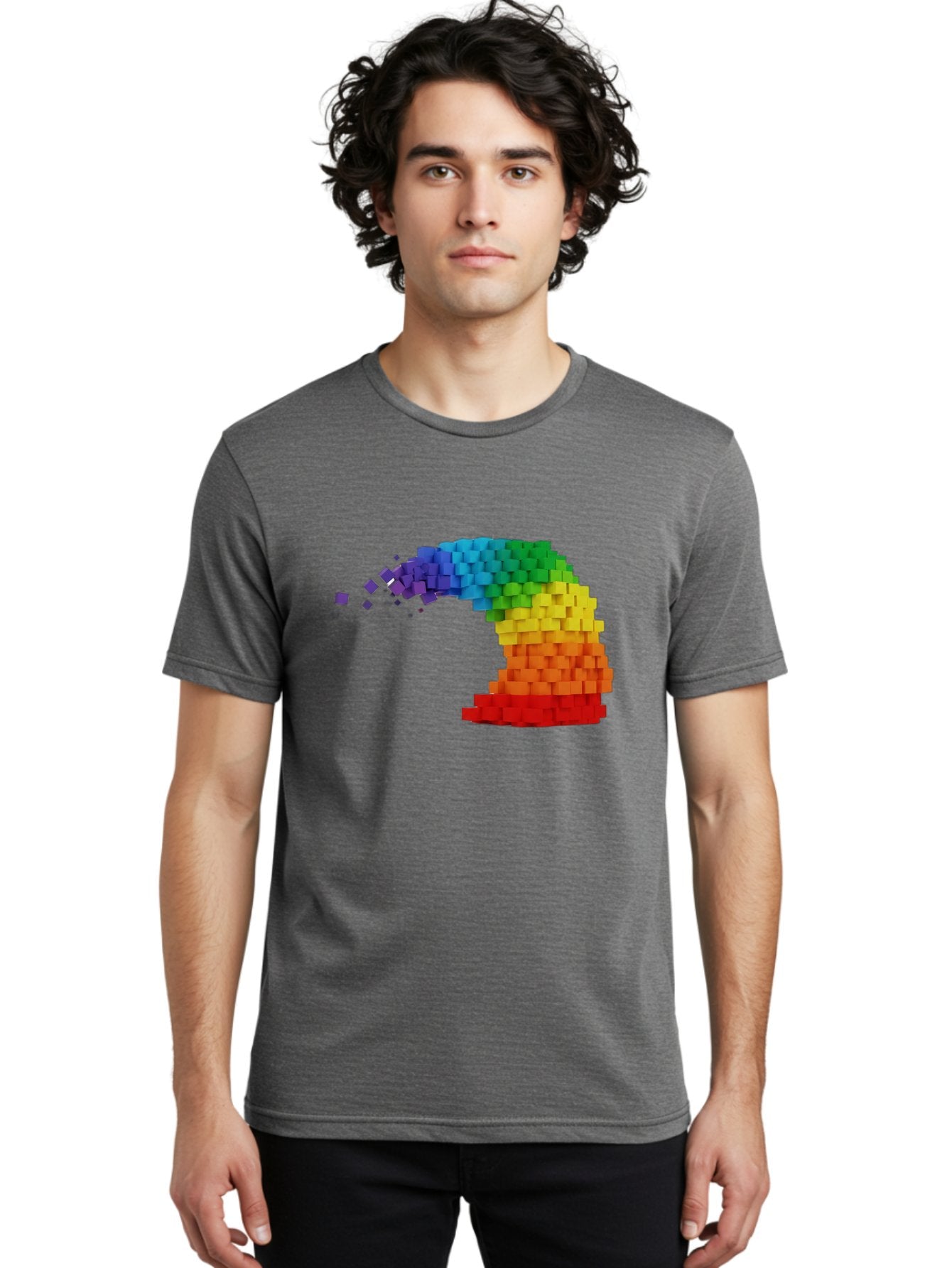 Rainbow-3D-Pixel-Wave Men'S Graphic Tee, 100% Cotton, Comfortable Casual Summer Wear, Machine Washable, Vintage Camera, Old Camera, Antique Camera, Black Camera, Classic Photography, Photography Equipment, Nostalgic Device, Film Camera, Bai283 28