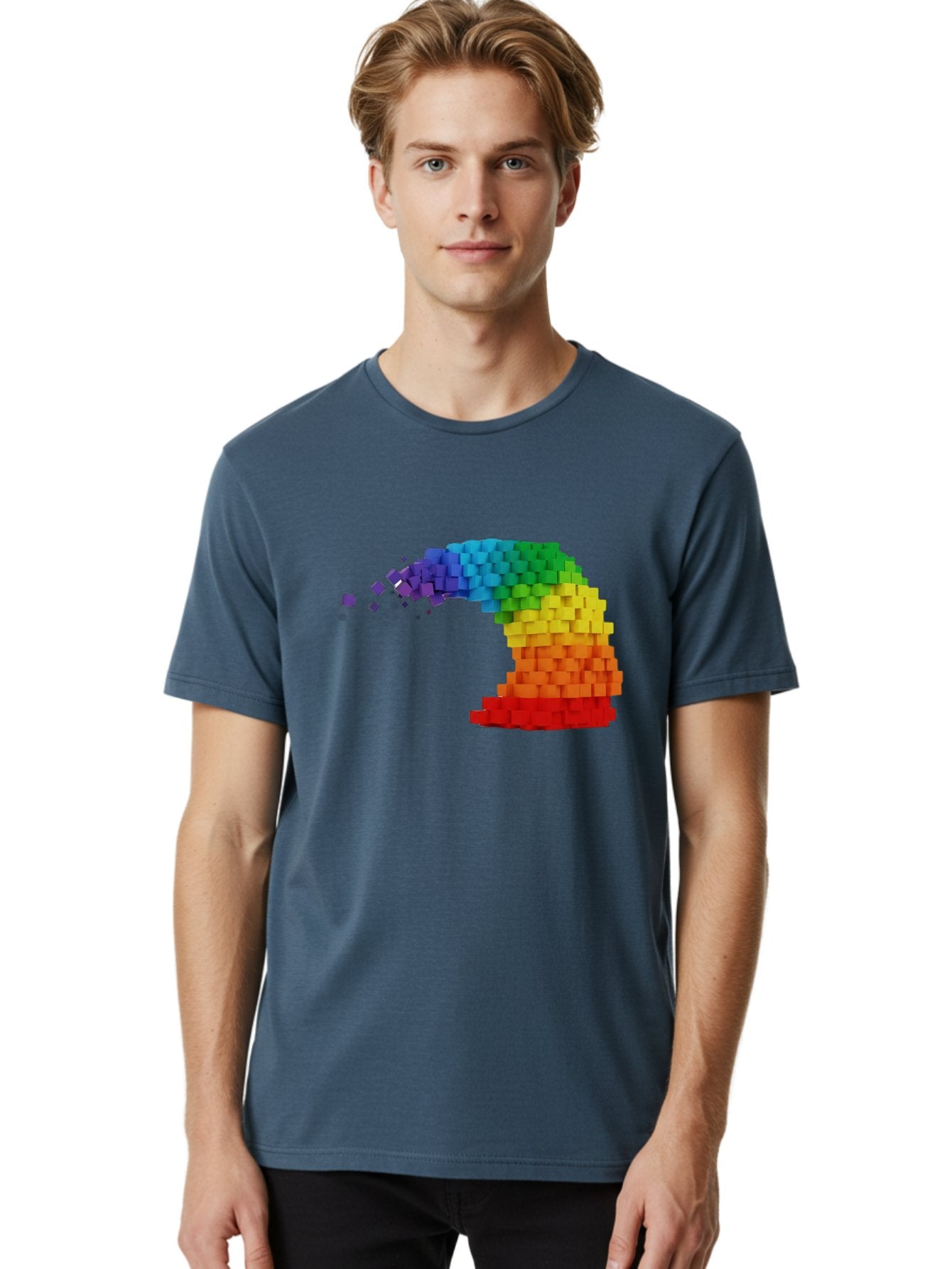 Rainbow-3D-Pixel-Wave Men'S Graphic Tee, 100% Cotton, Comfortable Casual Summer Wear, Machine Washable, Vintage Camera, Old Camera, Antique Camera, Black Camera, Classic Photography, Photography Equipment, Nostalgic Device, Film Camera, Bai283 25