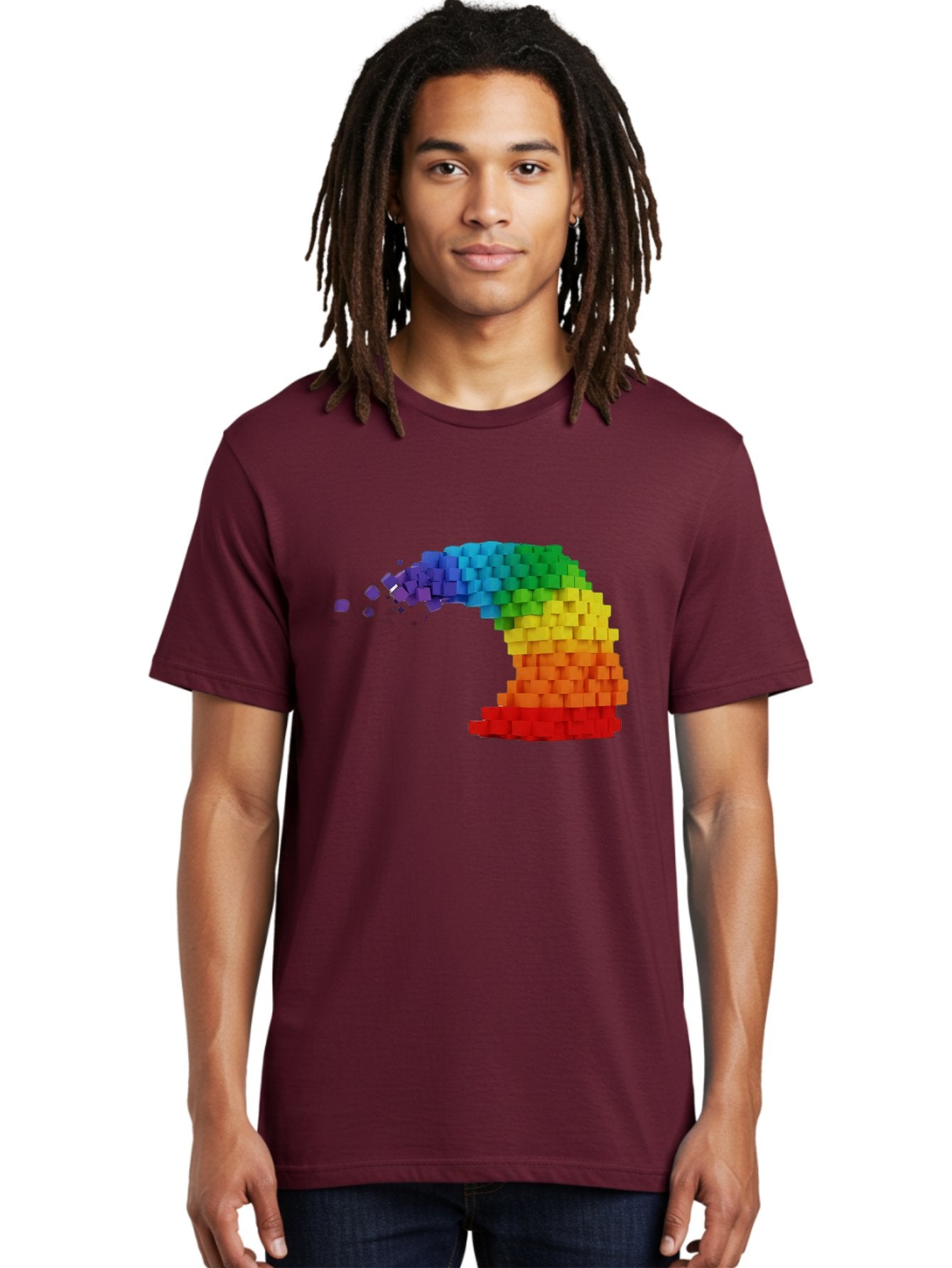 Rainbow-3D-Pixel-Wave Men'S Graphic Tee, 100% Cotton, Comfortable Casual Summer Wear, Machine Washable, Vintage Camera, Old Camera, Antique Camera, Black Camera, Classic Photography, Photography Equipment, Nostalgic Device, Film Camera, Bai283 18