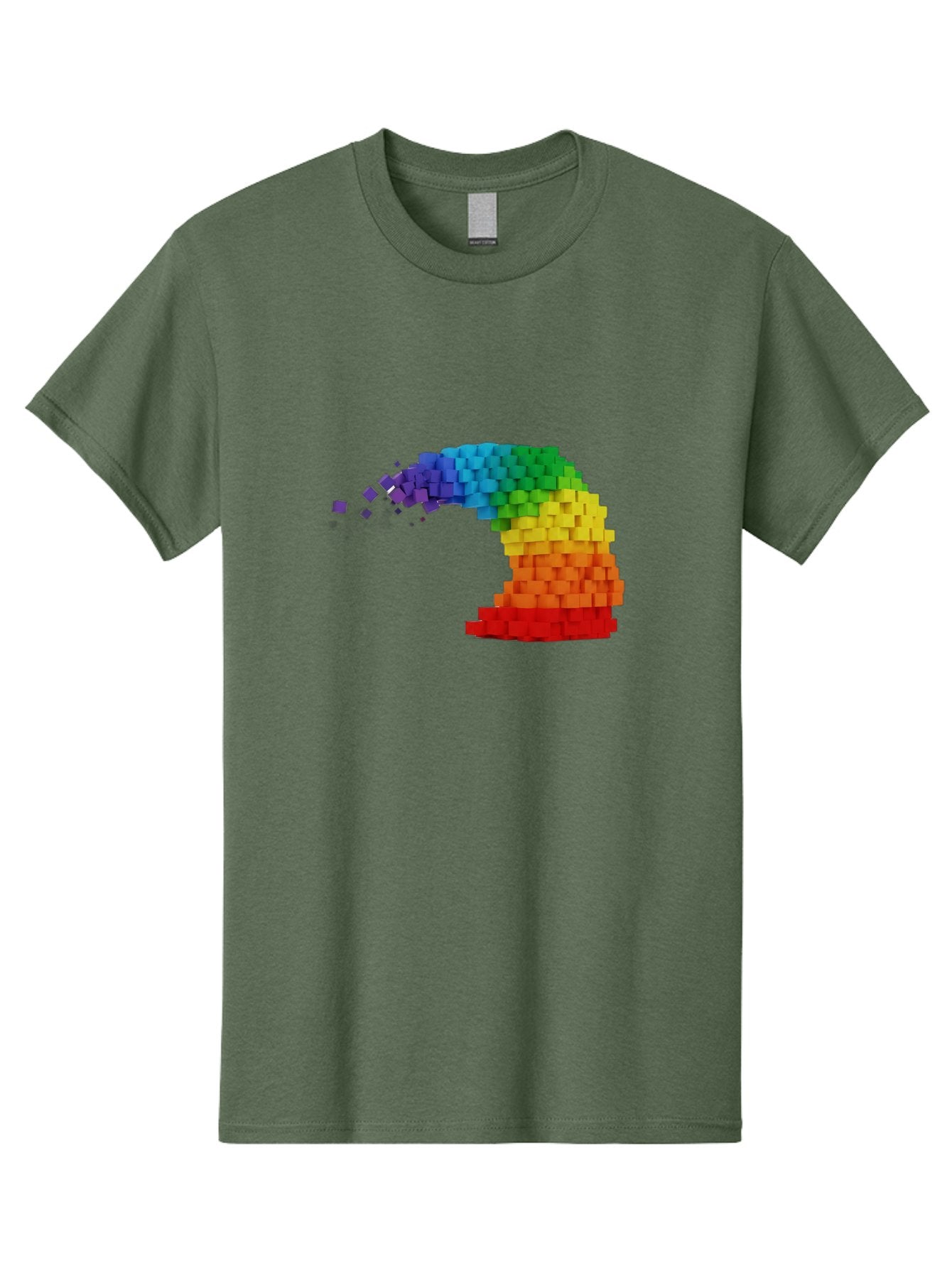 Rainbow-3D-Pixel-Wave Men'S Graphic Tee, 100% Cotton, Comfortable Casual Summer Wear, Machine Washable, Vintage Camera, Old Camera, Antique Camera, Black Camera, Classic Photography, Photography Equipment, Nostalgic Device, Film Camera, Bai283 3