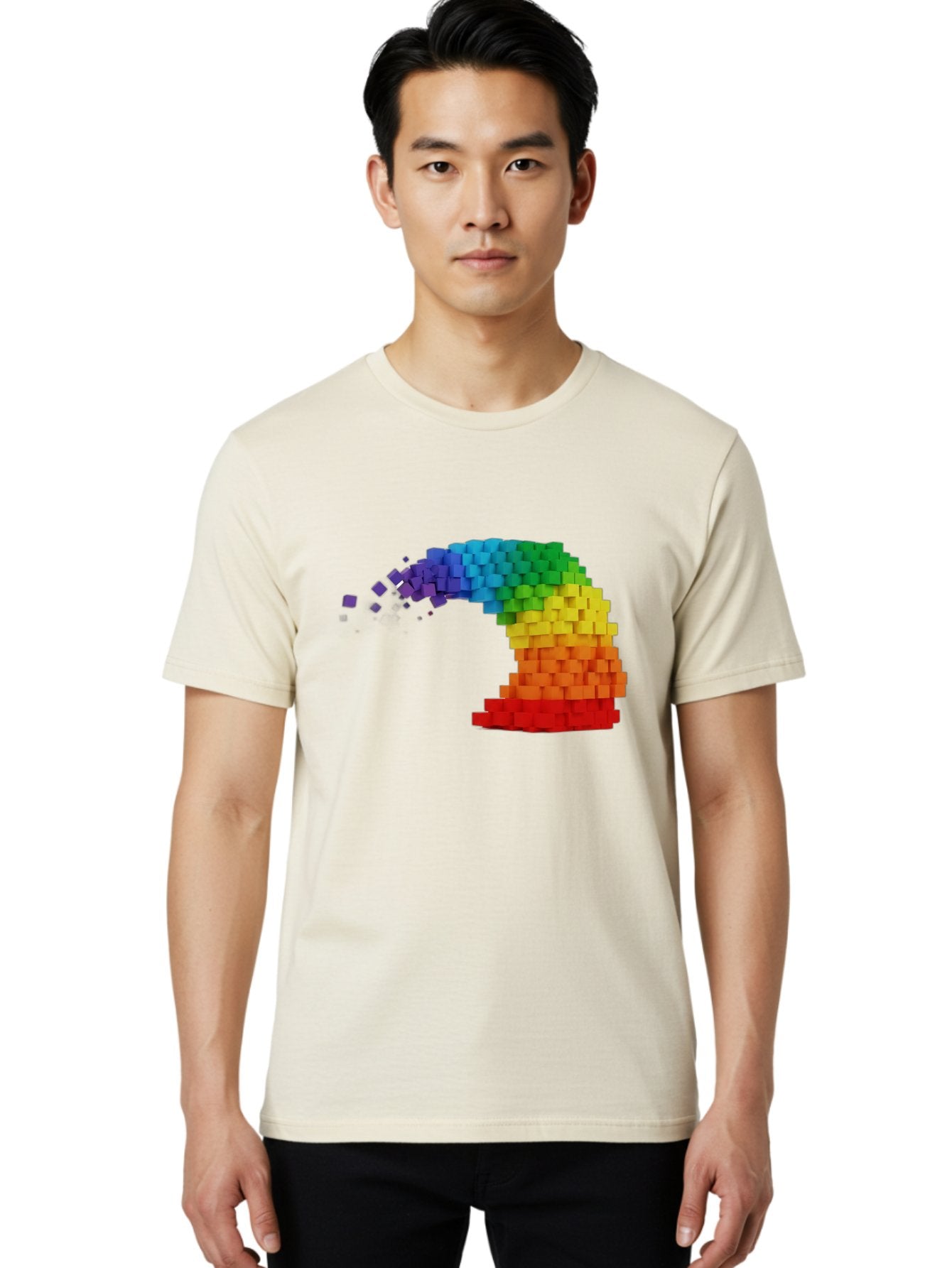 Rainbow-3D-Pixel-Wave Men'S Graphic Tee, 100% Cotton, Comfortable Casual Summer Wear, Machine Washable, Vintage Camera, Old Camera, Antique Camera, Black Camera, Classic Photography, Photography Equipment, Nostalgic Device, Film Camera, Bai283 30
