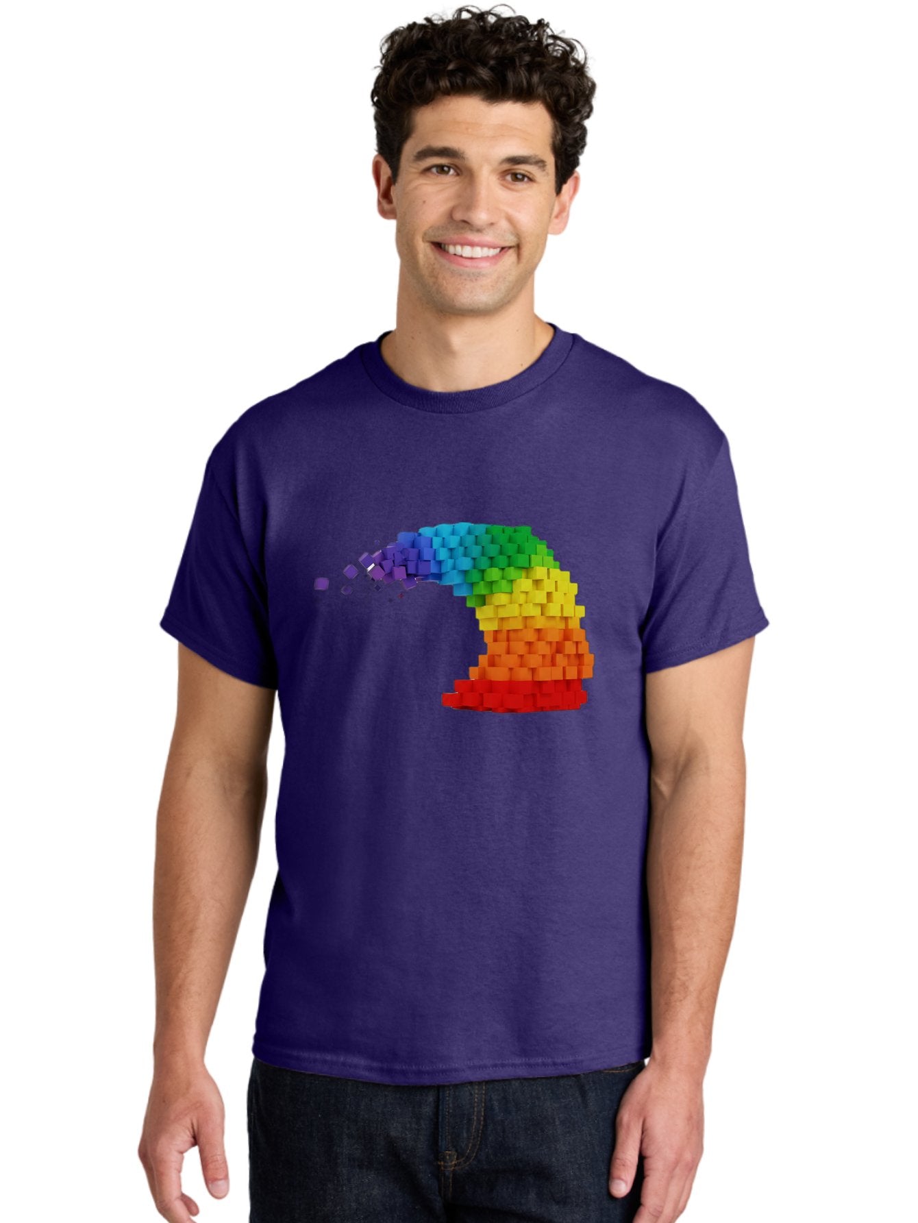 Rainbow-3D-Pixel-Wave Men'S Graphic Tee, 100% Cotton, Comfortable Casual Summer Wear, Machine Washable, Vintage Camera, Old Camera, Antique Camera, Black Camera, Classic Photography, Photography Equipment, Nostalgic Device, Film Camera, Bai283 24