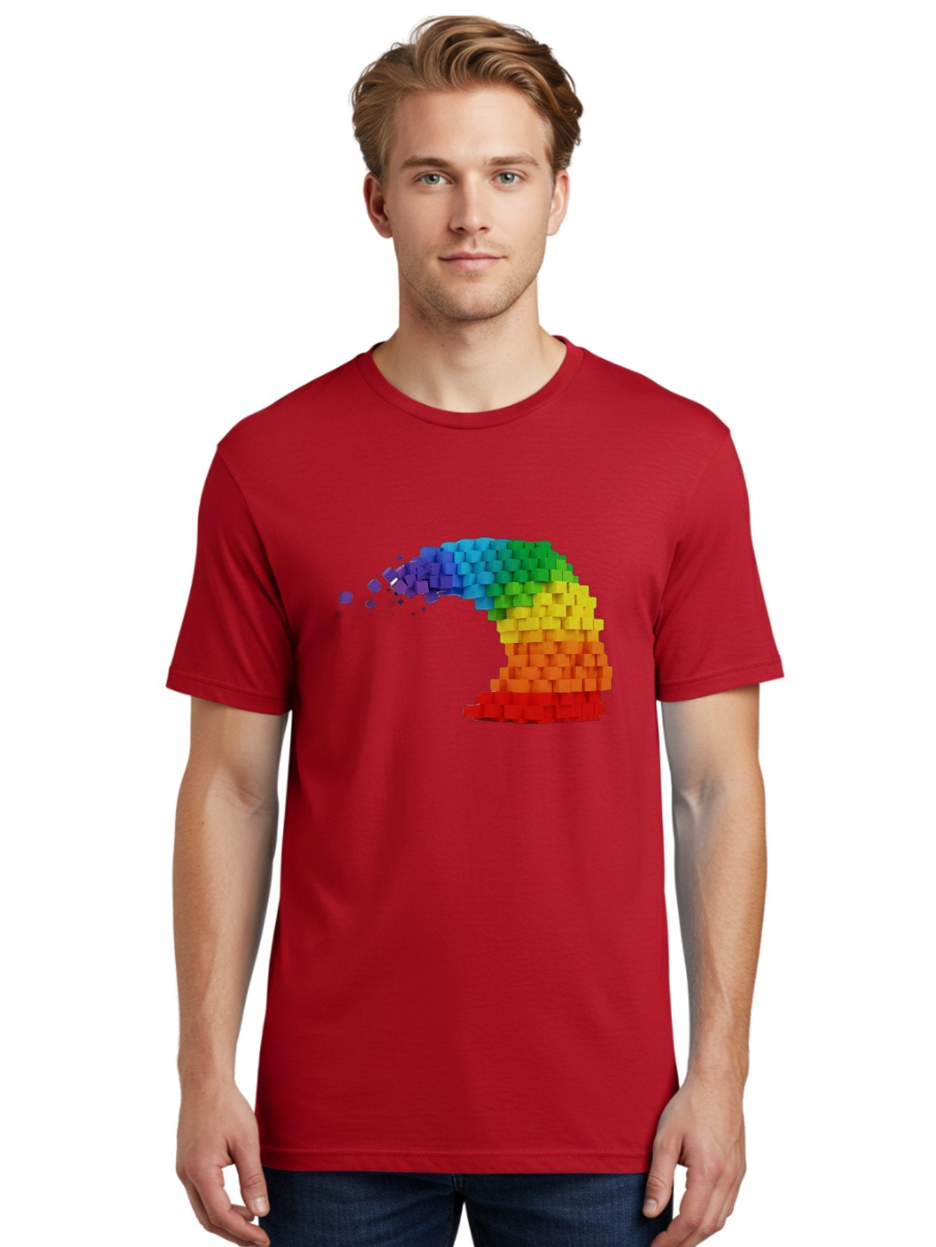 Rainbow-3D-Pixel-Wave Men'S Graphic Tee, 100% Cotton, Comfortable Casual Summer Wear, Machine Washable, Vintage Camera, Old Camera, Antique Camera, Black Camera, Classic Photography, Photography Equipment, Nostalgic Device, Film Camera, Bai283 20