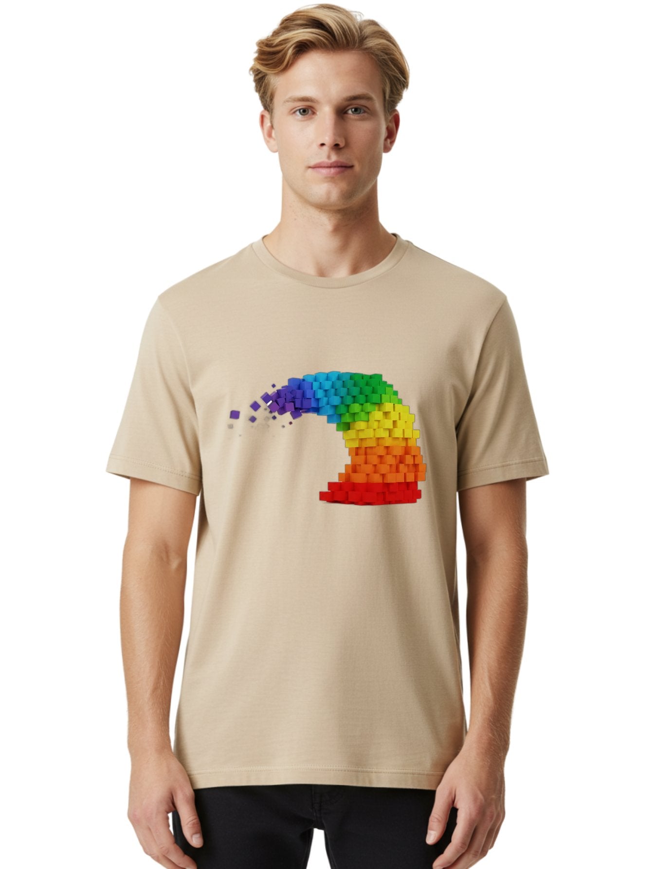 Rainbow-3D-Pixel-Wave Men'S Graphic Tee, 100% Cotton, Comfortable Casual Summer Wear, Machine Washable, Vintage Camera, Old Camera, Antique Camera, Black Camera, Classic Photography, Photography Equipment, Nostalgic Device, Film Camera, Bai283 26