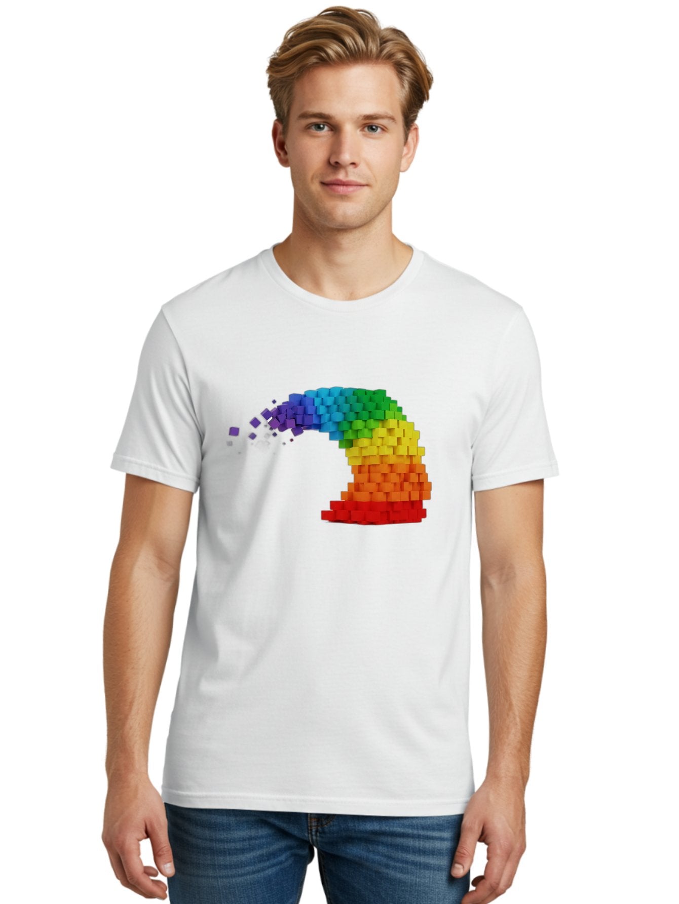 Rainbow-3D-Pixel-Wave Men'S Graphic Tee, 100% Cotton, Comfortable Casual Summer Wear, Machine Washable, Vintage Camera, Old Camera, Antique Camera, Black Camera, Classic Photography, Photography Equipment, Nostalgic Device, Film Camera, Bai283 27