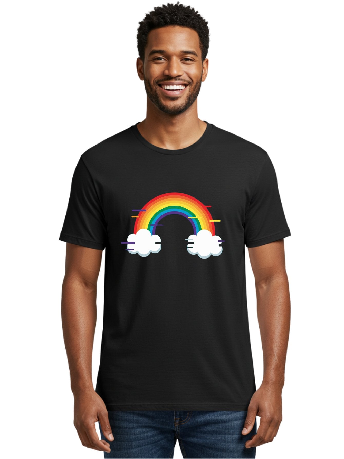 Rainbow-And-Clouds Men'S Graphic Tee, 100% Cotton, Comfortable Casual Summer Wear, Machine Washable, Vintage Camera, Old Camera, Antique Camera, Black Camera, Classic Photography, Photography Equipment, Nostalgic Device, Film Camera, Bai284 24
