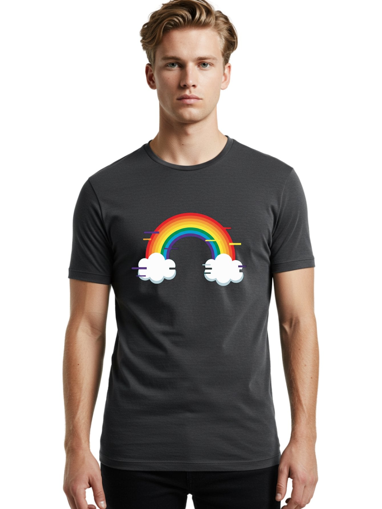 Rainbow-And-Clouds Men'S Graphic Tee, 100% Cotton, Comfortable Casual Summer Wear, Machine Washable, Vintage Camera, Old Camera, Antique Camera, Black Camera, Classic Photography, Photography Equipment, Nostalgic Device, Film Camera, Bai284 19