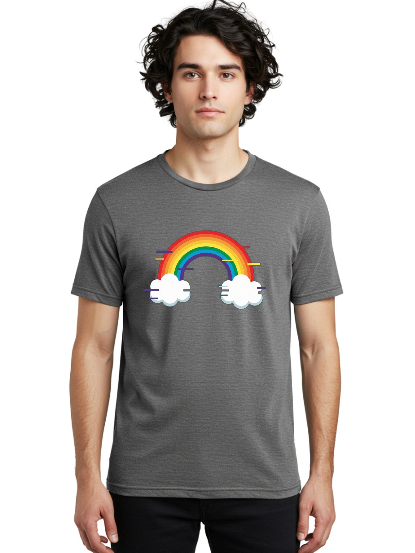 Rainbow-And-Clouds Men'S Graphic Tee, 100% Cotton, Comfortable Casual Summer Wear, Machine Washable, Vintage Camera, Old Camera, Antique Camera, Black Camera, Classic Photography, Photography Equipment, Nostalgic Device, Film Camera, Bai284 25