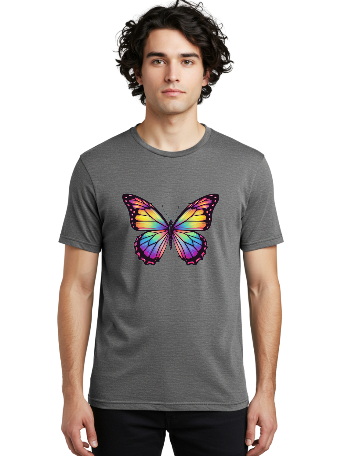 Rainbow-Butterfly-1 Men'S Graphic Tee, 100% Cotton, Comfortable Casual Summer Wear, Machine Washable, Vintage Camera, Old Camera, Antique Camera, Black Camera, Classic Photography, Photography Equipment, Nostalgic Device, Film Camera, Bai286 30