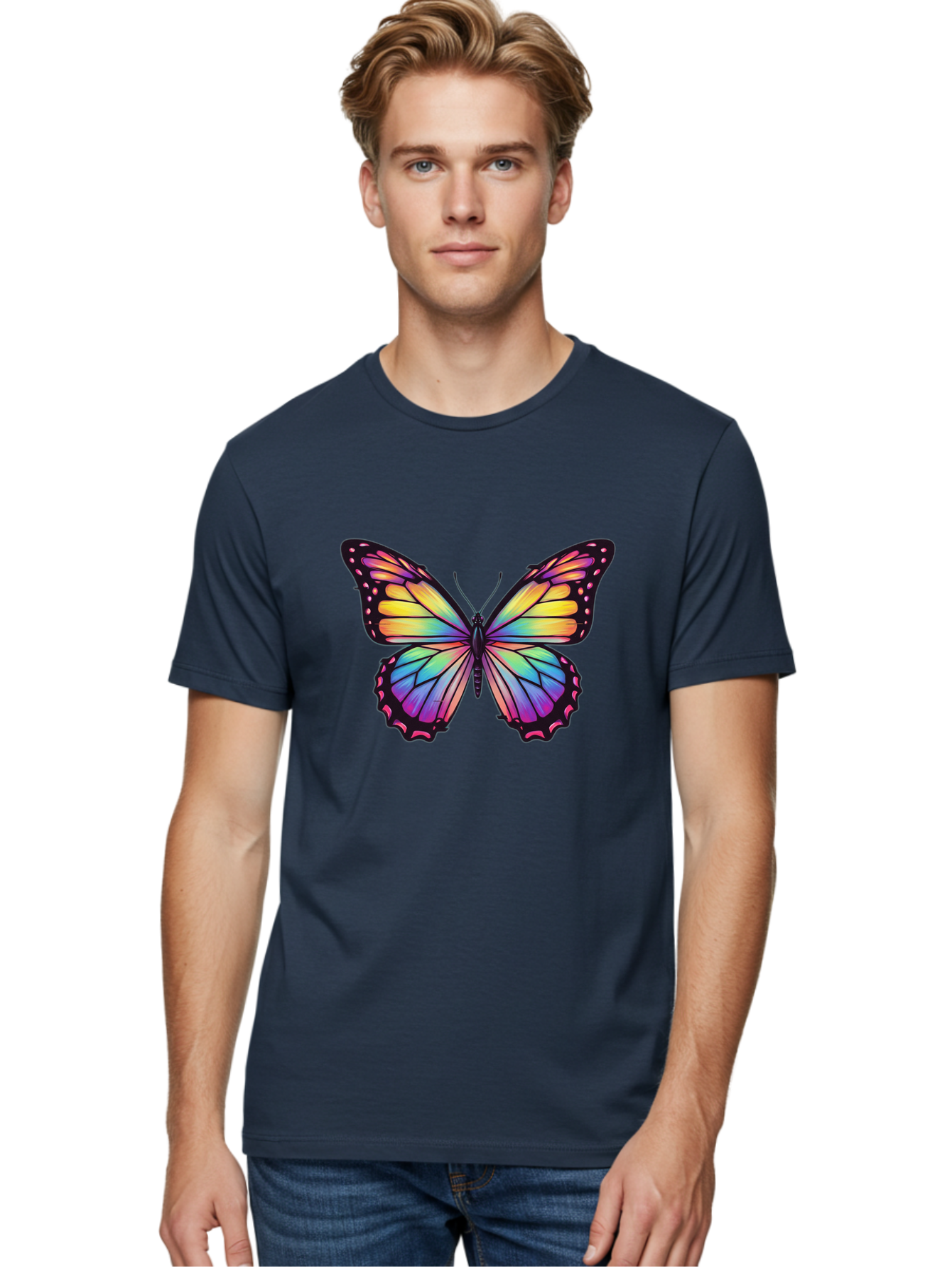 Rainbow-Butterfly-1 Men'S Graphic Tee, 100% Cotton, Comfortable Casual Summer Wear, Machine Washable, Vintage Camera, Old Camera, Antique Camera, Black Camera, Classic Photography, Photography Equipment, Nostalgic Device, Film Camera, Bai286 29