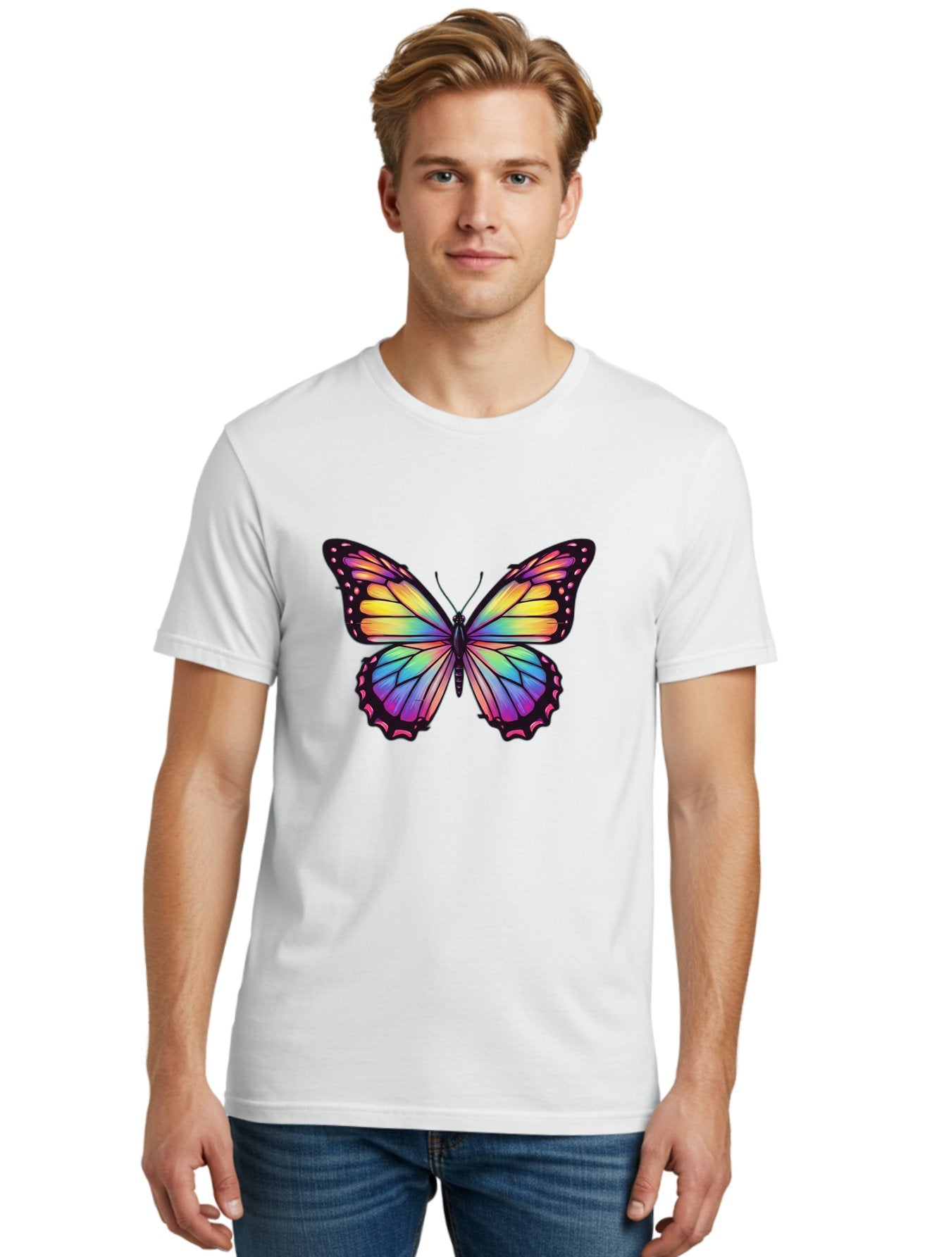 Rainbow-Butterfly-1 Men'S Graphic Tee, 100% Cotton, Comfortable Casual Summer Wear, Machine Washable, Vintage Camera, Old Camera, Antique Camera, Black Camera, Classic Photography, Photography Equipment, Nostalgic Device, Film Camera, Bai286 30