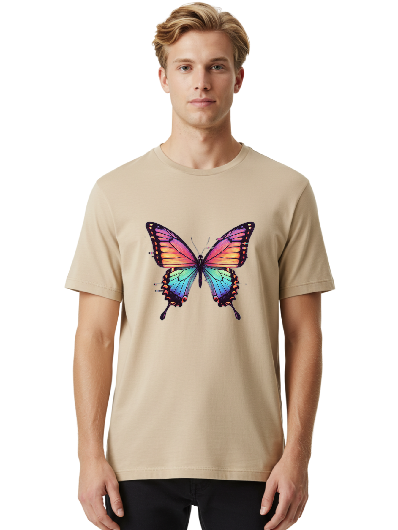 Rainbow-Butterfly Men'S Graphic Tee, 100% Cotton, Comfortable Casual Summer Wear, Machine Washable, Vintage Camera, Old Camera, Antique Camera, Black Camera, Classic Photography, Photography Equipment, Nostalgic Device, Film Camera, Camera Art Bai287 18
