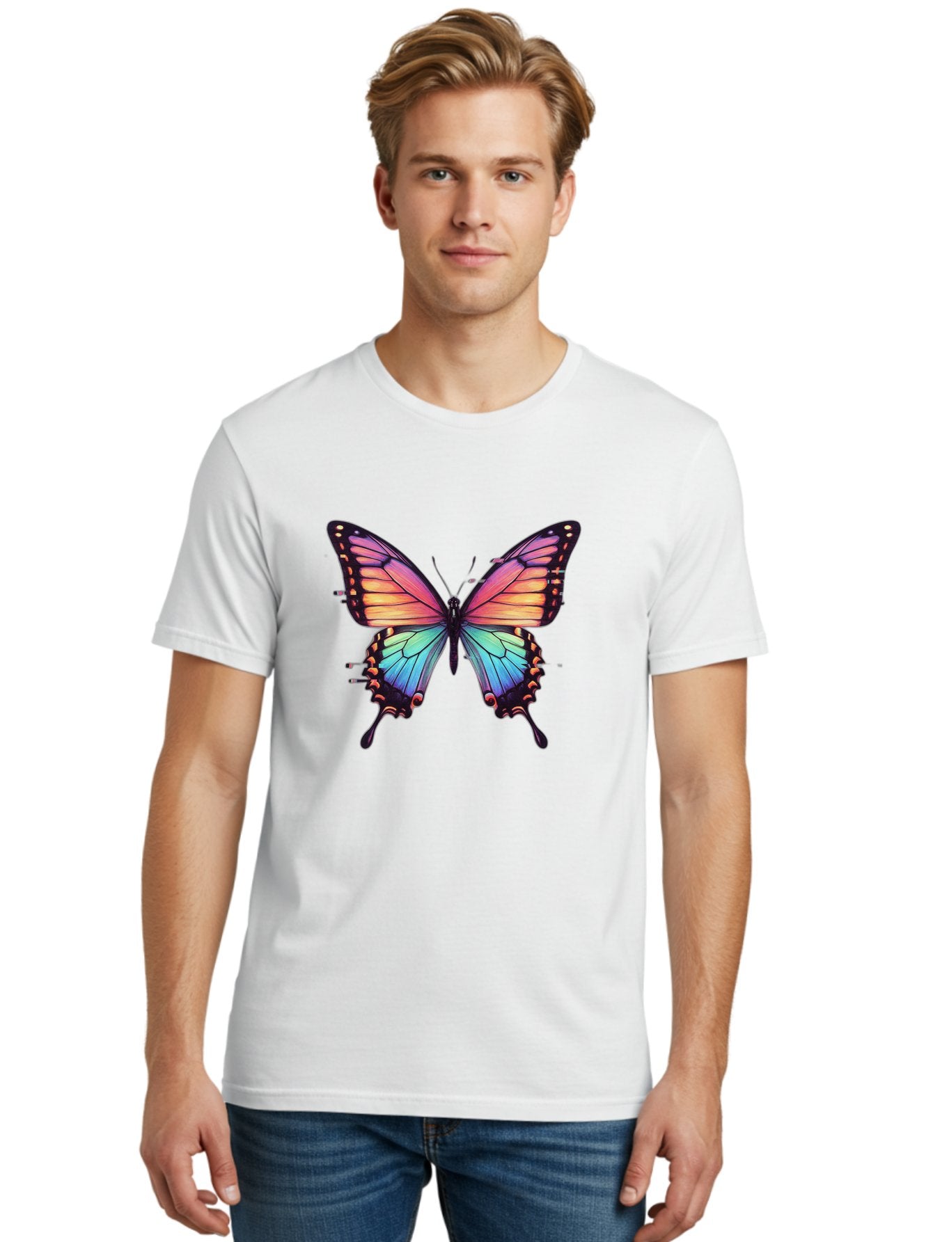 Rainbow-Butterfly Men'S Graphic Tee, 100% Cotton, Comfortable Casual Summer Wear, Machine Washable, Vintage Camera, Old Camera, Antique Camera, Black Camera, Classic Photography, Photography Equipment, Nostalgic Device, Film Camera, Camera Art Bai287 18