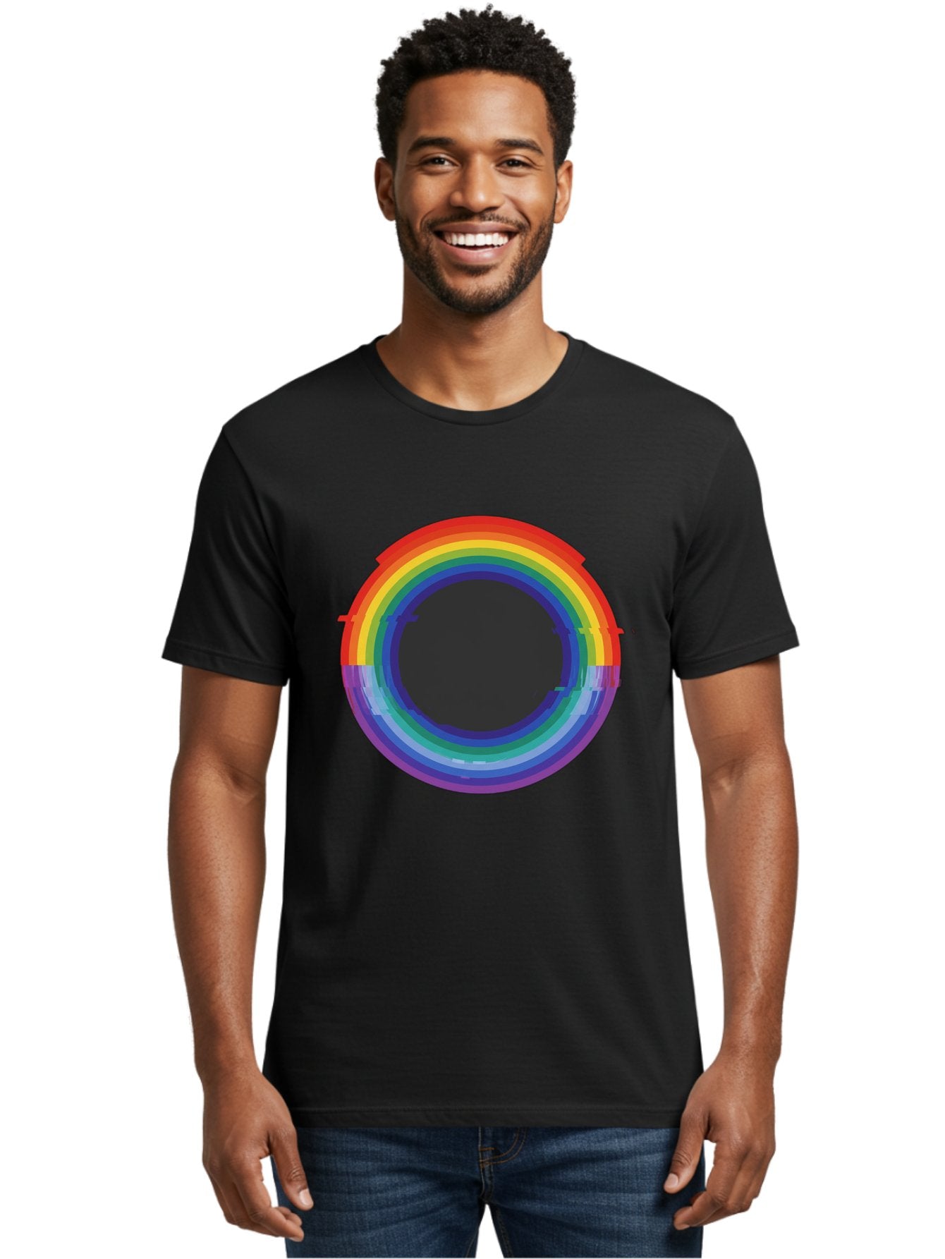 Rainbow-Circle-1 Men'S Graphic Tee, 100% Cotton, Comfortable Casual Summer Wear, Machine Washable, Vintage Camera, Old Camera, Antique Camera, Black Camera, Classic Photography, Photography Equipment, Nostalgic Device, Film Camera, Camera Art Bai288 24
