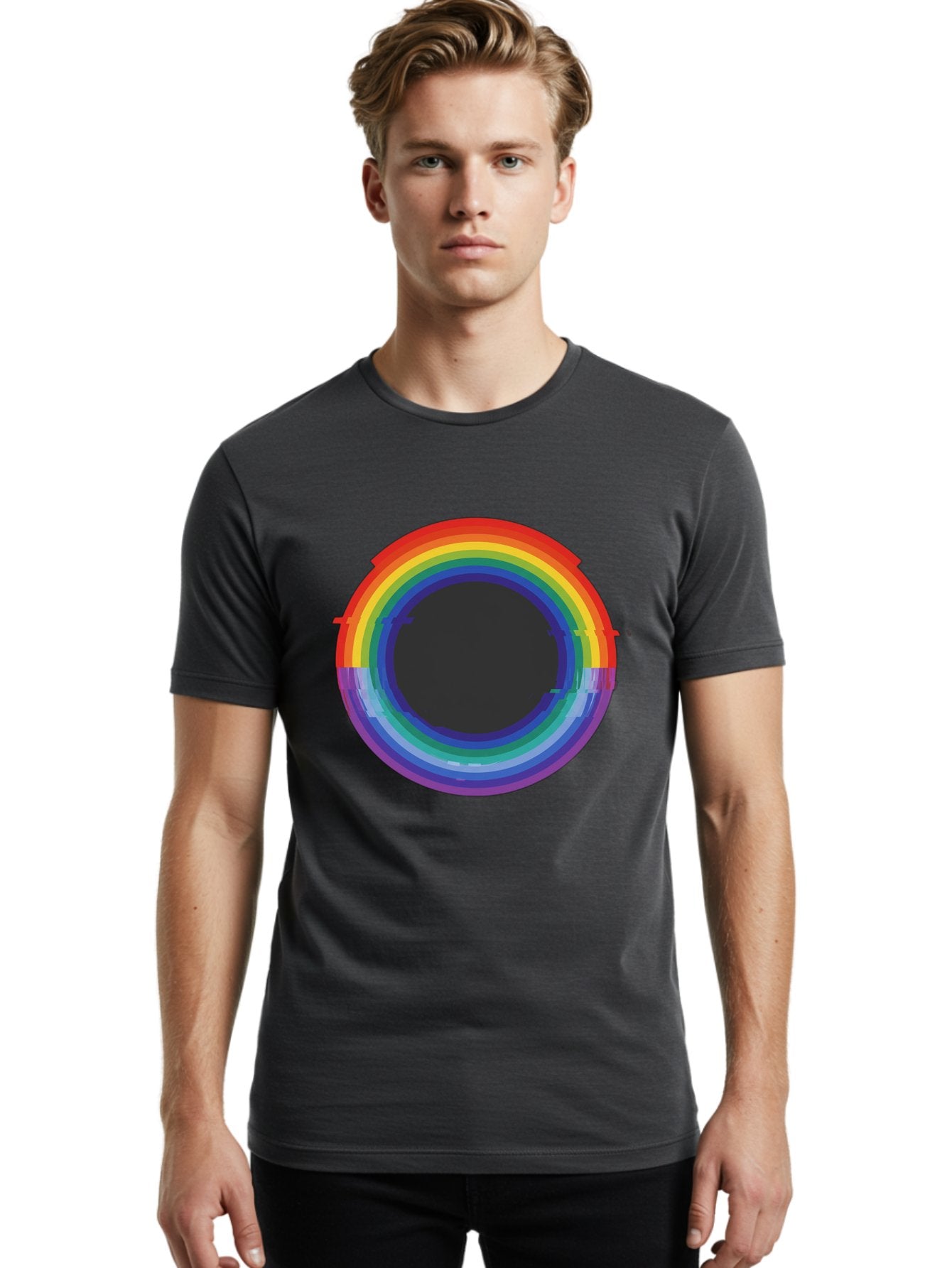 Rainbow-Circle-1 Men'S Graphic Tee, 100% Cotton, Comfortable Casual Summer Wear, Machine Washable, Vintage Camera, Old Camera, Antique Camera, Black Camera, Classic Photography, Photography Equipment, Nostalgic Device, Film Camera, Camera Art Bai288 16