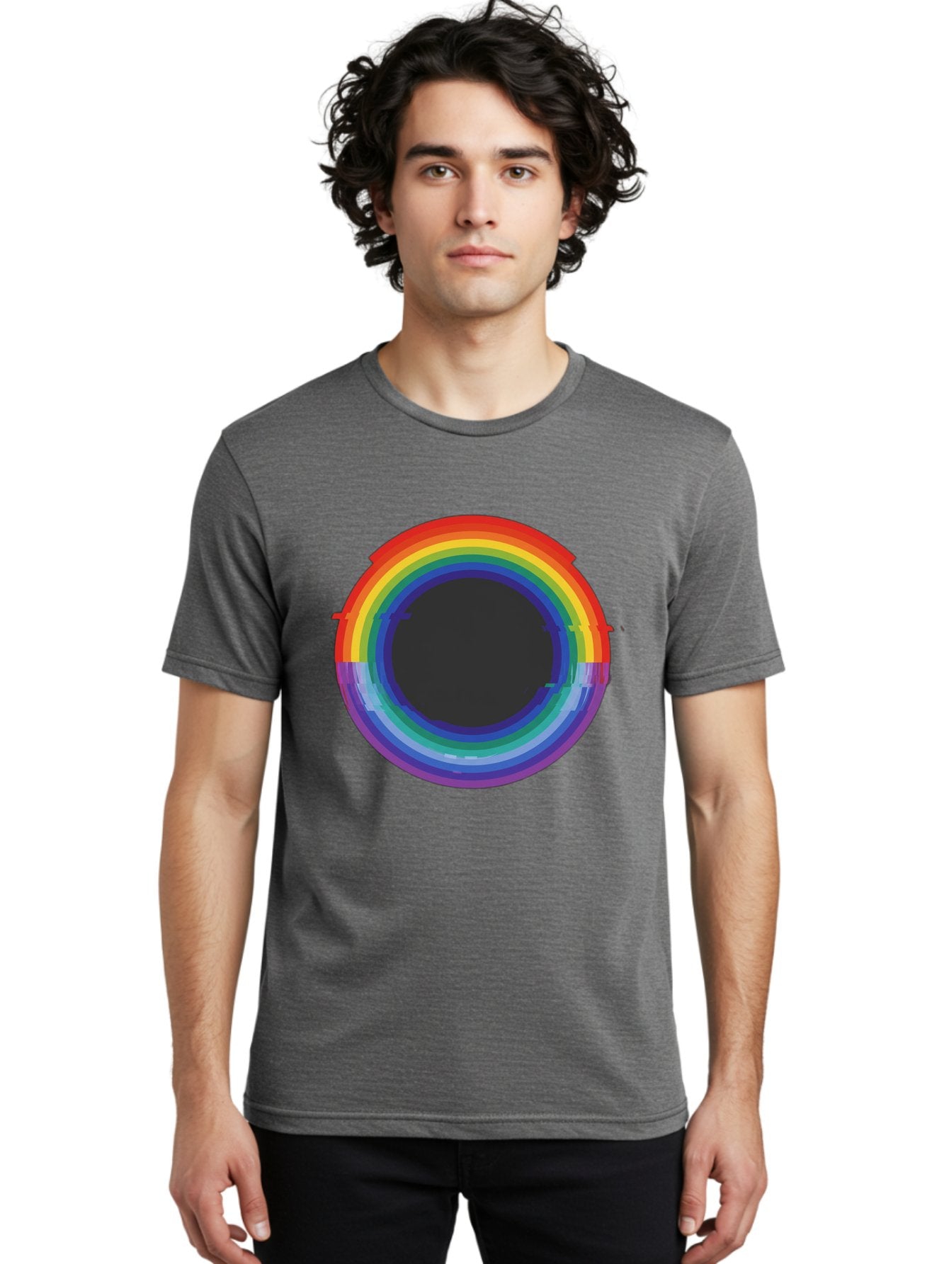 Rainbow-Circle-1 Men'S Graphic Tee, 100% Cotton, Comfortable Casual Summer Wear, Machine Washable, Vintage Camera, Old Camera, Antique Camera, Black Camera, Classic Photography, Photography Equipment, Nostalgic Device, Film Camera, Camera Art Bai288 20