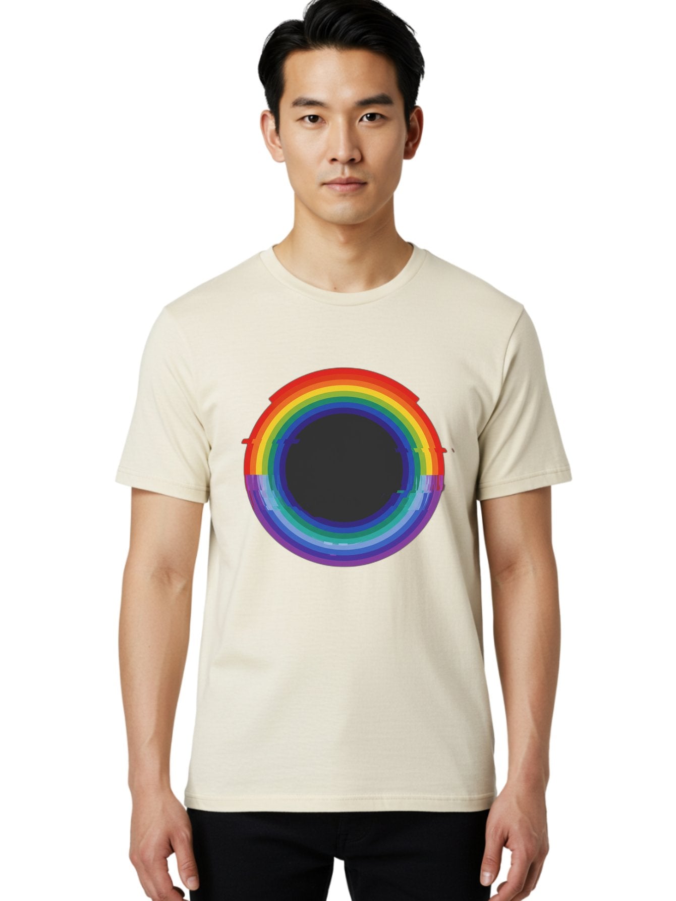 Rainbow-Circle-1 Men'S Graphic Tee, 100% Cotton, Comfortable Casual Summer Wear, Machine Washable, Vintage Camera, Old Camera, Antique Camera, Black Camera, Classic Photography, Photography Equipment, Nostalgic Device, Film Camera, Camera Art Bai288 28