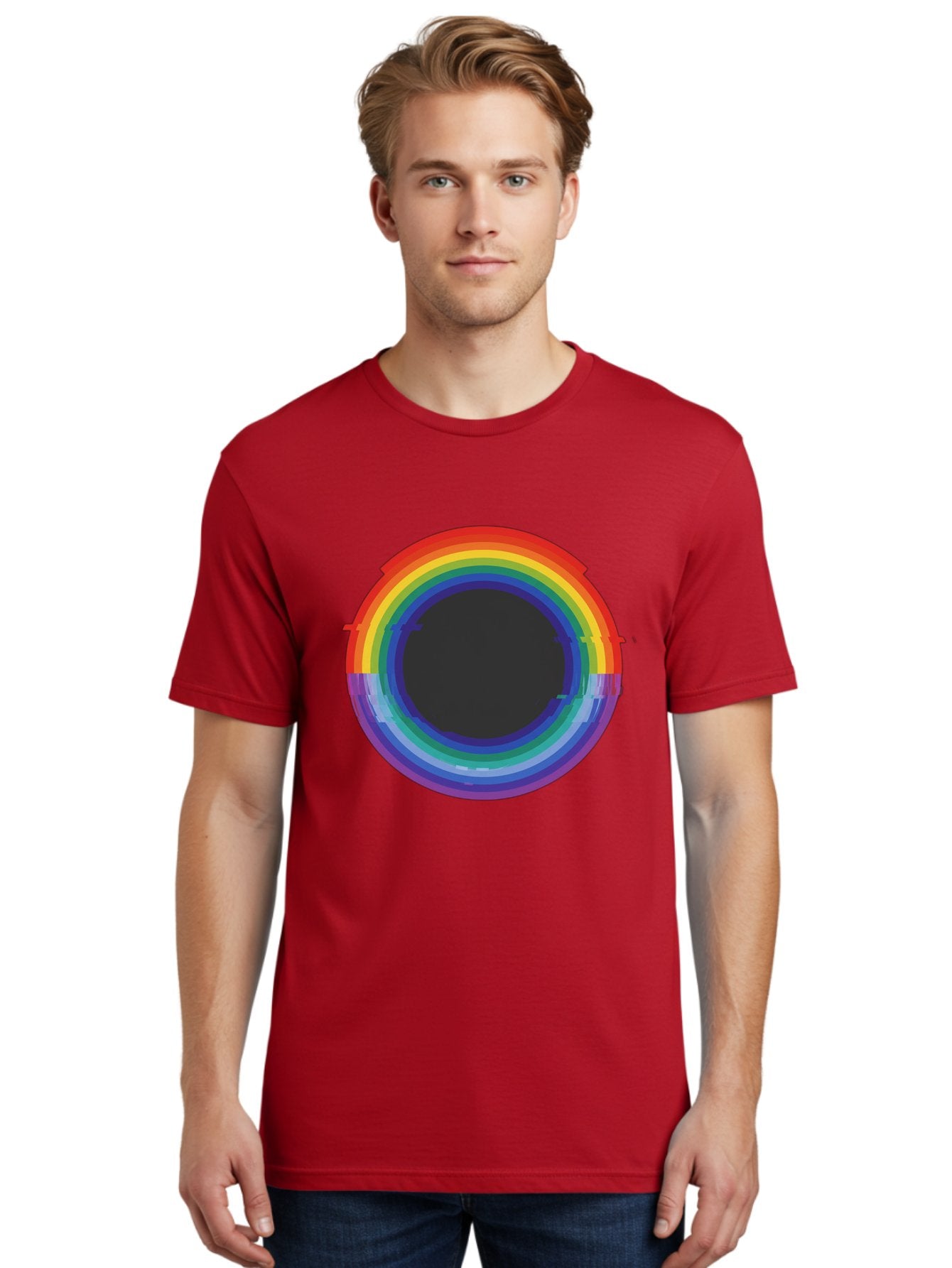 Rainbow-Circle-1 Men'S Graphic Tee, 100% Cotton, Comfortable Casual Summer Wear, Machine Washable, Vintage Camera, Old Camera, Antique Camera, Black Camera, Classic Photography, Photography Equipment, Nostalgic Device, Film Camera, Camera Art Bai288 21