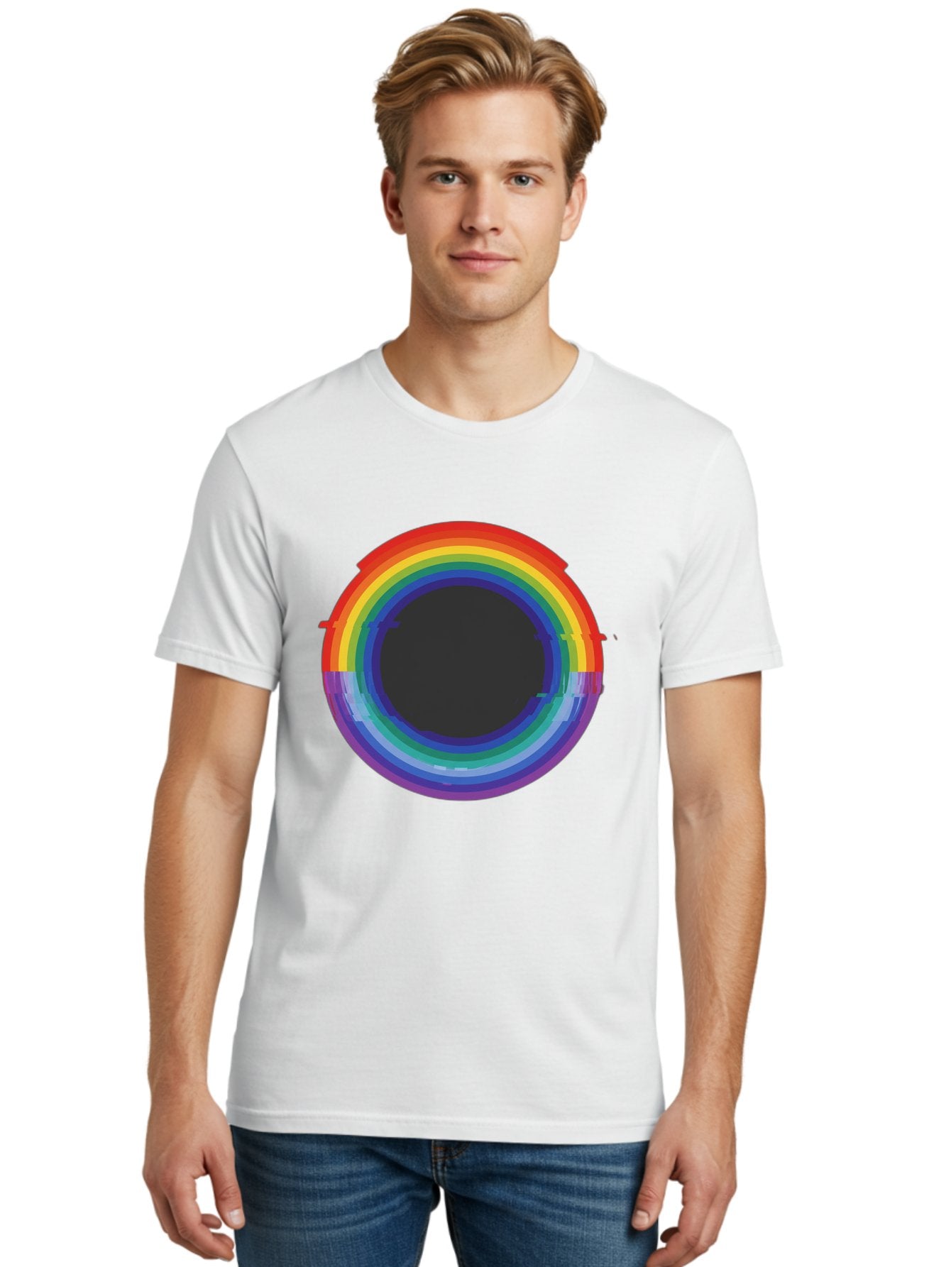 Rainbow-Circle-1 Men'S Graphic Tee, 100% Cotton, Comfortable Casual Summer Wear, Machine Washable, Vintage Camera, Old Camera, Antique Camera, Black Camera, Classic Photography, Photography Equipment, Nostalgic Device, Film Camera, Camera Art Bai288 22