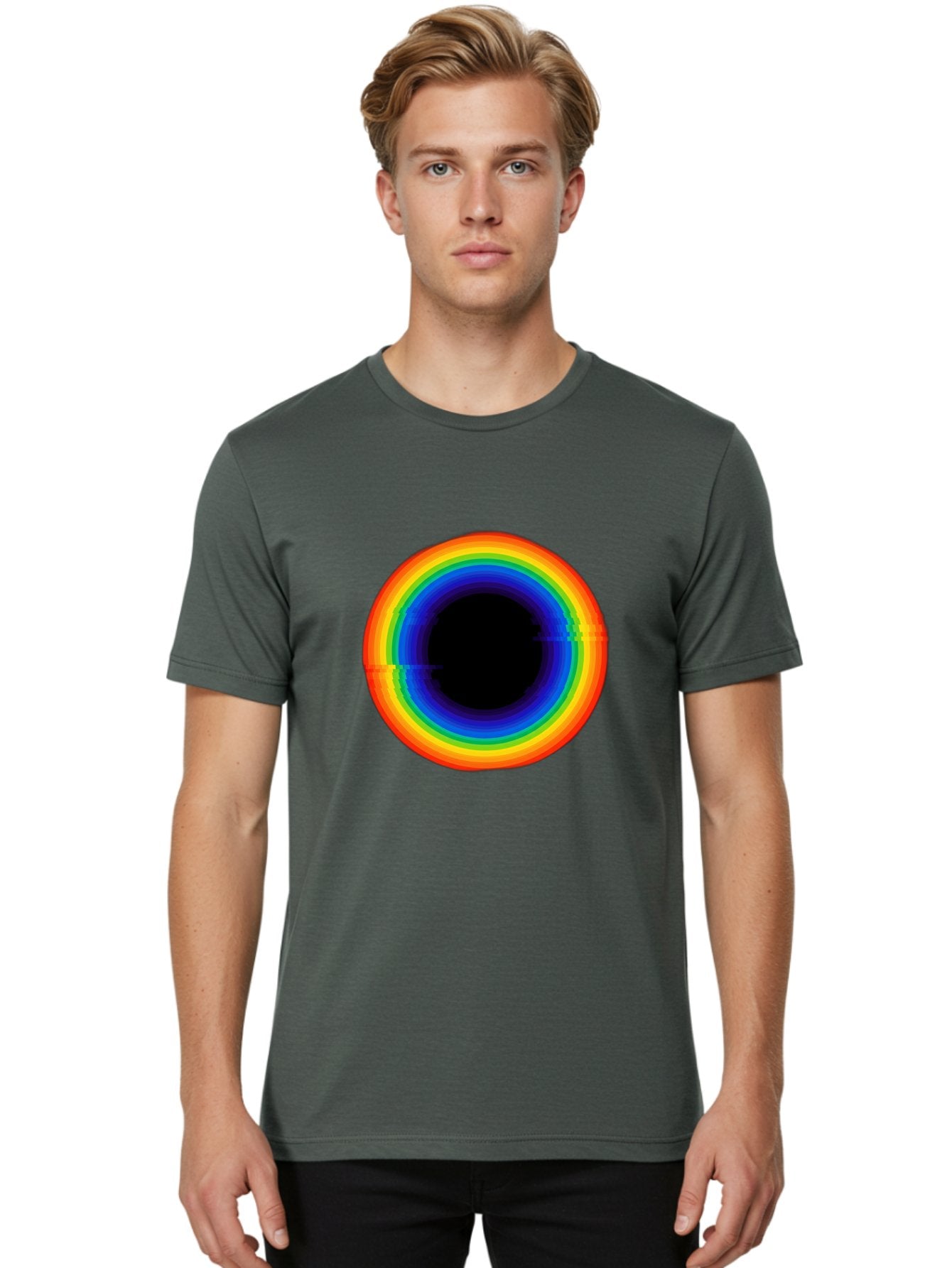 Rainbow-Circle-2 Men'S Graphic Tee, 100% Cotton, Comfortable Casual Summer Wear, Machine Washable, Vintage Camera, Old Camera, Antique Camera, Black Camera, Classic Photography, Photography Equipment, Nostalgic Device, Film Camera, Camera Art Bai289 24