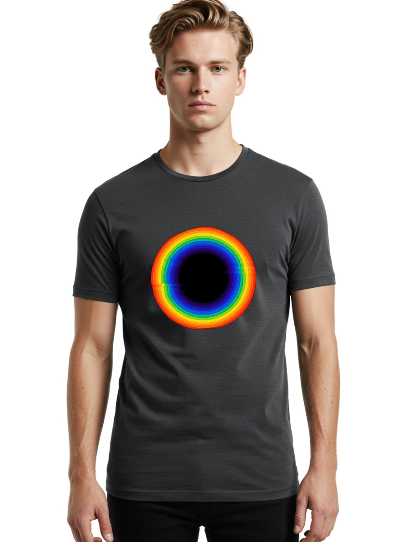 Rainbow-Circle-2 Men'S Graphic Tee, 100% Cotton, Comfortable Casual Summer Wear, Machine Washable, Vintage Camera, Old Camera, Antique Camera, Black Camera, Classic Photography, Photography Equipment, Nostalgic Device, Film Camera, Camera Art Bai289 21
