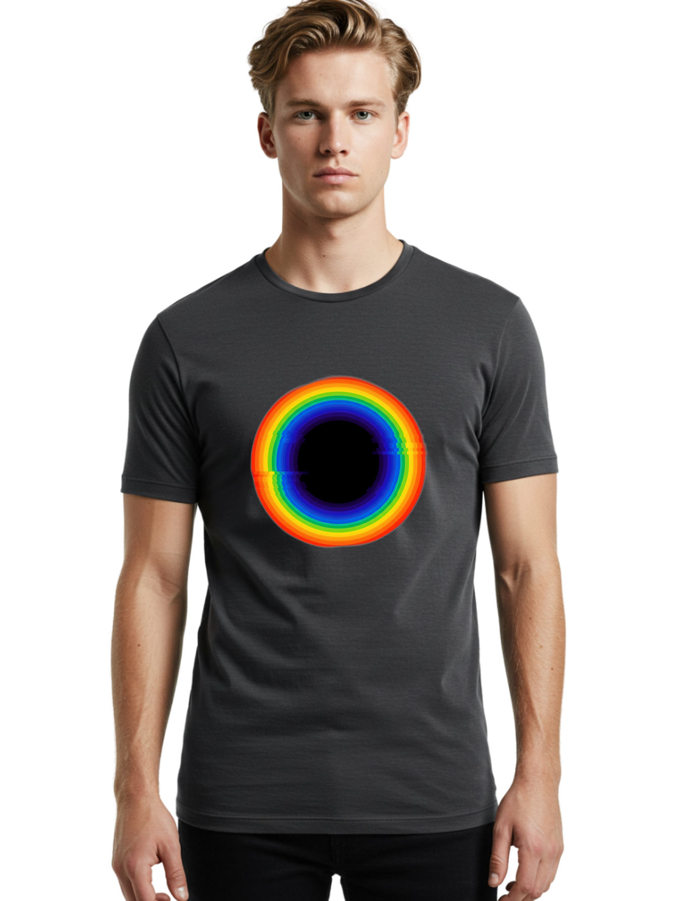Rainbow-Circle-2 Men'S Graphic Tee, 100% Cotton, Comfortable Casual Summer Wear, Machine Washable, Vintage Camera, Old Camera, Antique Camera, Black Camera, Classic Photography, Photography Equipment, Nostalgic Device, Film Camera, Camera Art Bai289 25