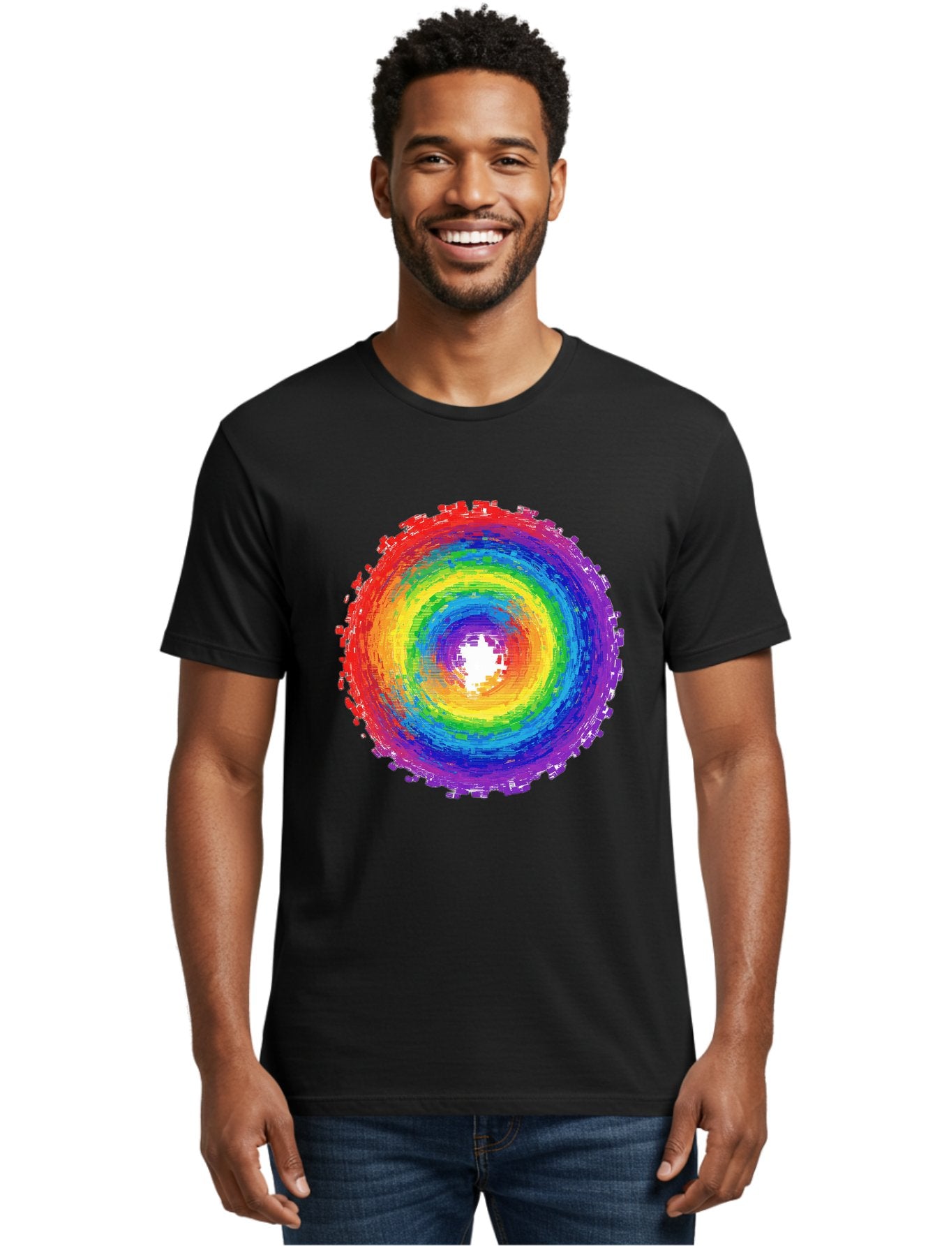 Rainbow-Circle-3 Men'S Graphic Tee, 100% Cotton, Comfortable Casual Summer Wear, Machine Washable, Vintage Camera, Old Camera, Antique Camera, Black Camera, Classic Photography, Photography Equipment, Nostalgic Device, Film Camera, Camera Art Bai290 19