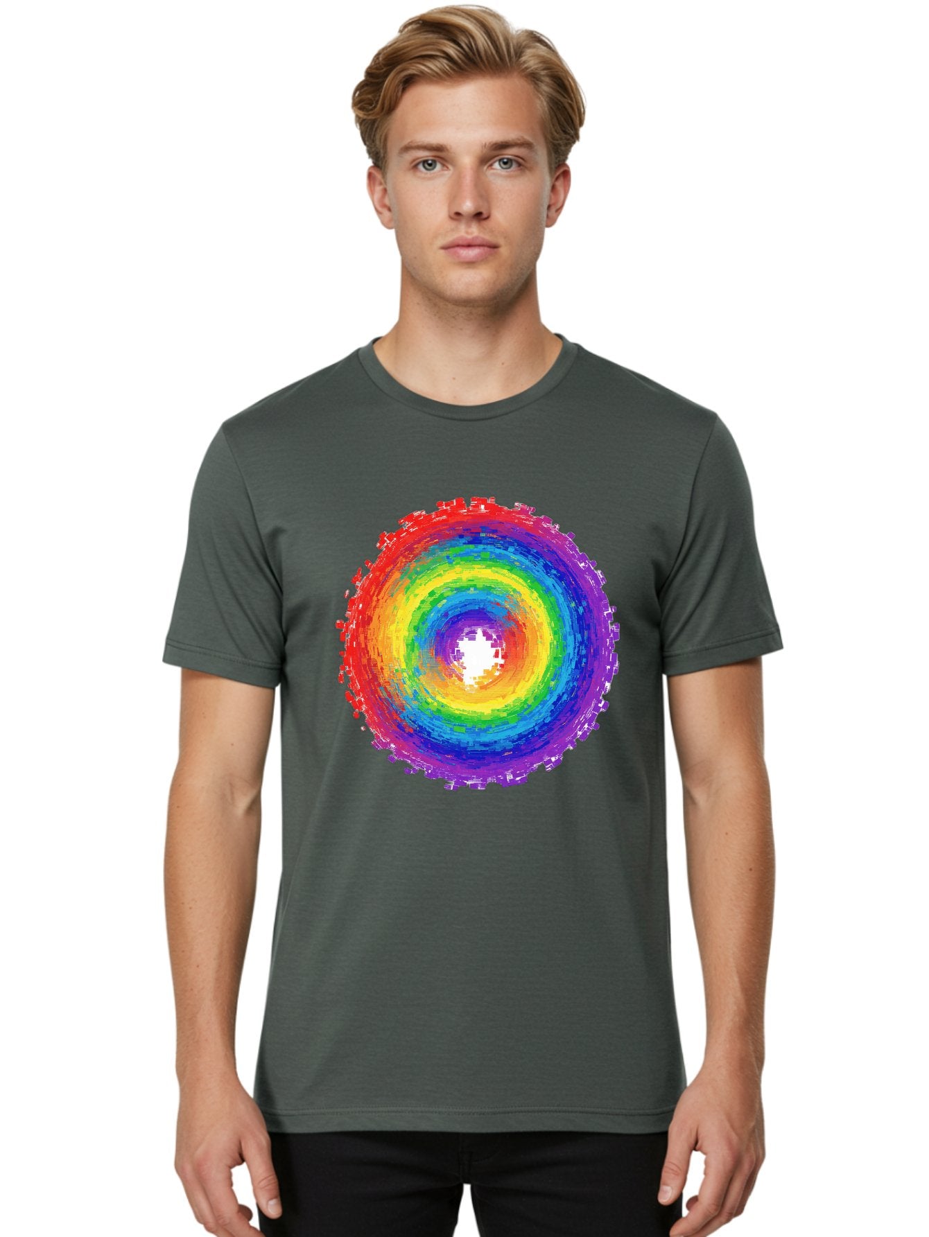Rainbow-Circle-3 Men'S Graphic Tee, 100% Cotton, Comfortable Casual Summer Wear, Machine Washable, Vintage Camera, Old Camera, Antique Camera, Black Camera, Classic Photography, Photography Equipment, Nostalgic Device, Film Camera, Camera Art Bai290 20