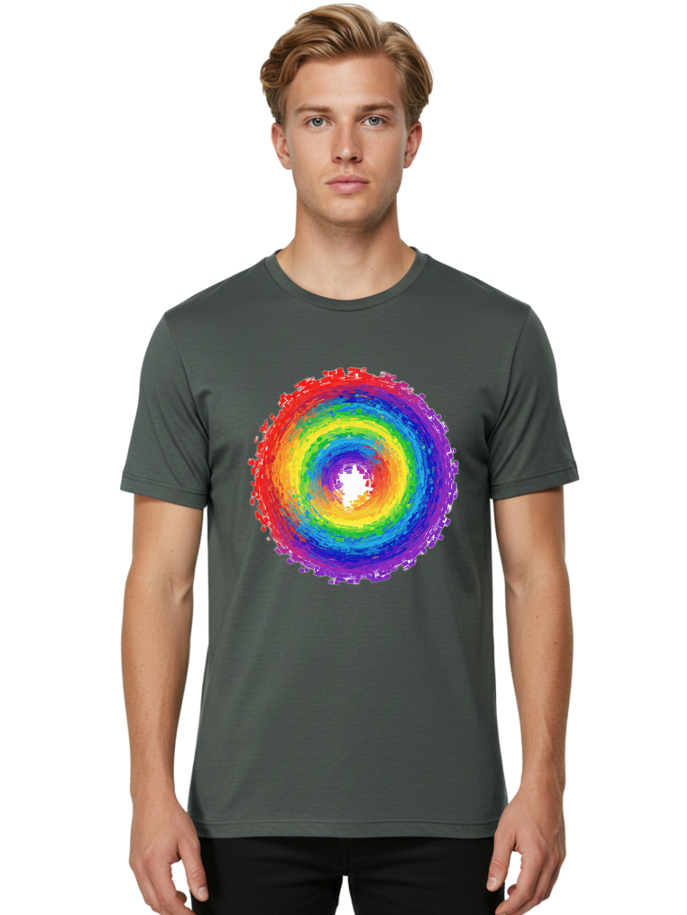 Rainbow-Circle-3 Men'S Graphic Tee, 100% Cotton, Comfortable Casual Summer Wear, Machine Washable, Vintage Camera, Old Camera, Antique Camera, Black Camera, Classic Photography, Photography Equipment, Nostalgic Device, Film Camera, Camera Art Bai290 30