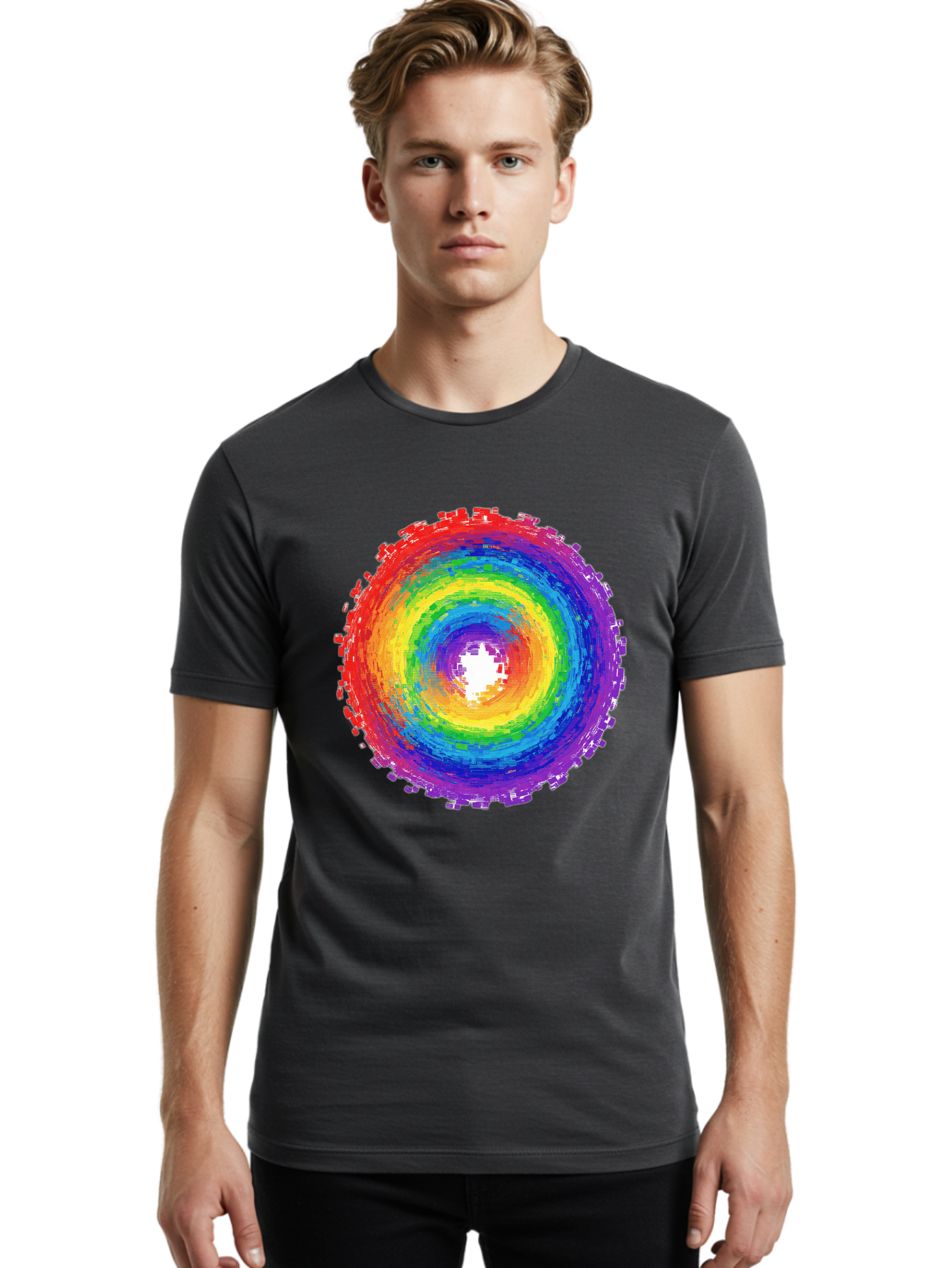 Rainbow-Circle-3 Men'S Graphic Tee, 100% Cotton, Comfortable Casual Summer Wear, Machine Washable, Vintage Camera, Old Camera, Antique Camera, Black Camera, Classic Photography, Photography Equipment, Nostalgic Device, Film Camera, Camera Art Bai290 21