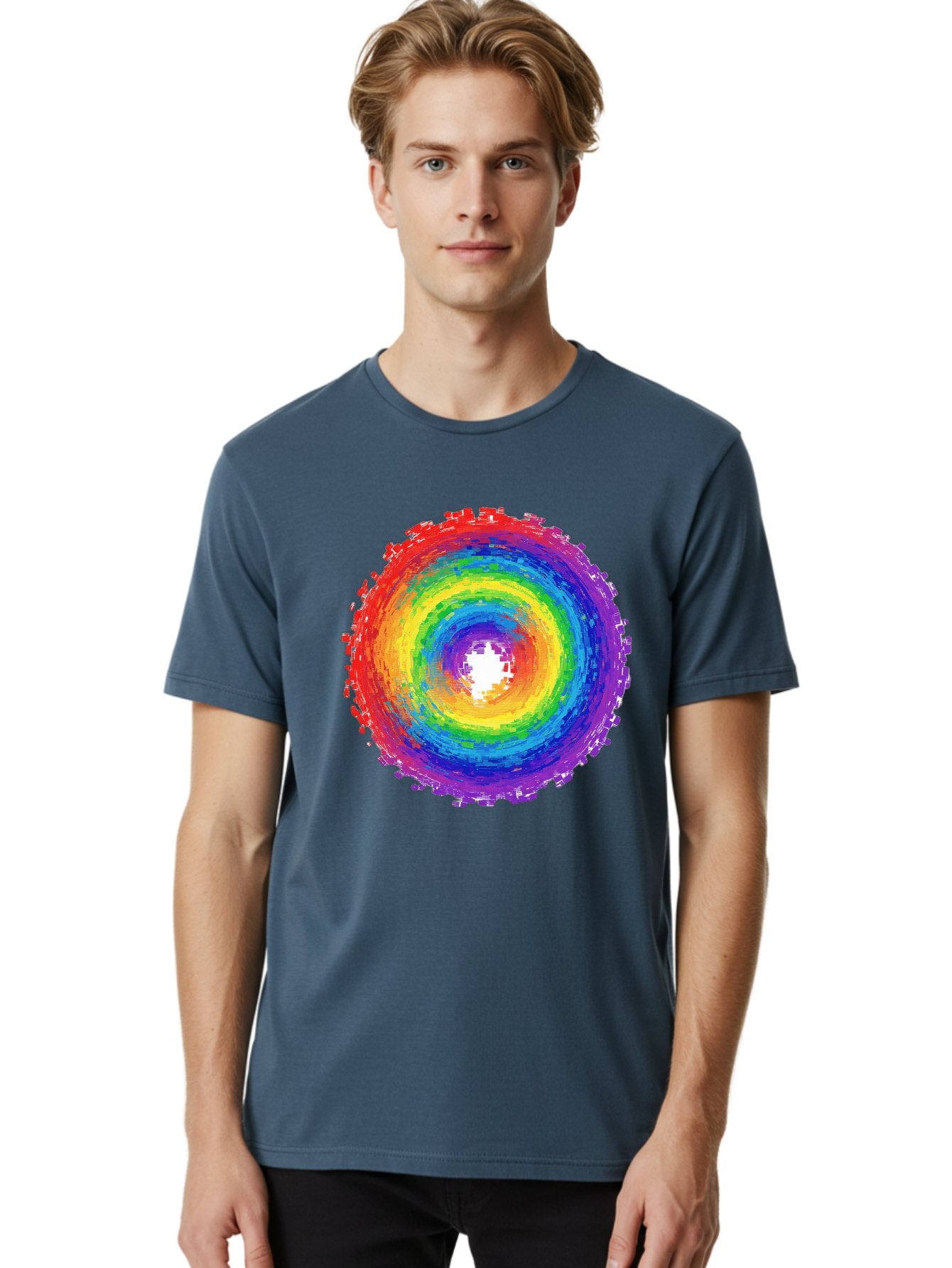 Rainbow-Circle-3 Men'S Graphic Tee, 100% Cotton, Comfortable Casual Summer Wear, Machine Washable, Vintage Camera, Old Camera, Antique Camera, Black Camera, Classic Photography, Photography Equipment, Nostalgic Device, Film Camera, Camera Art Bai290 27