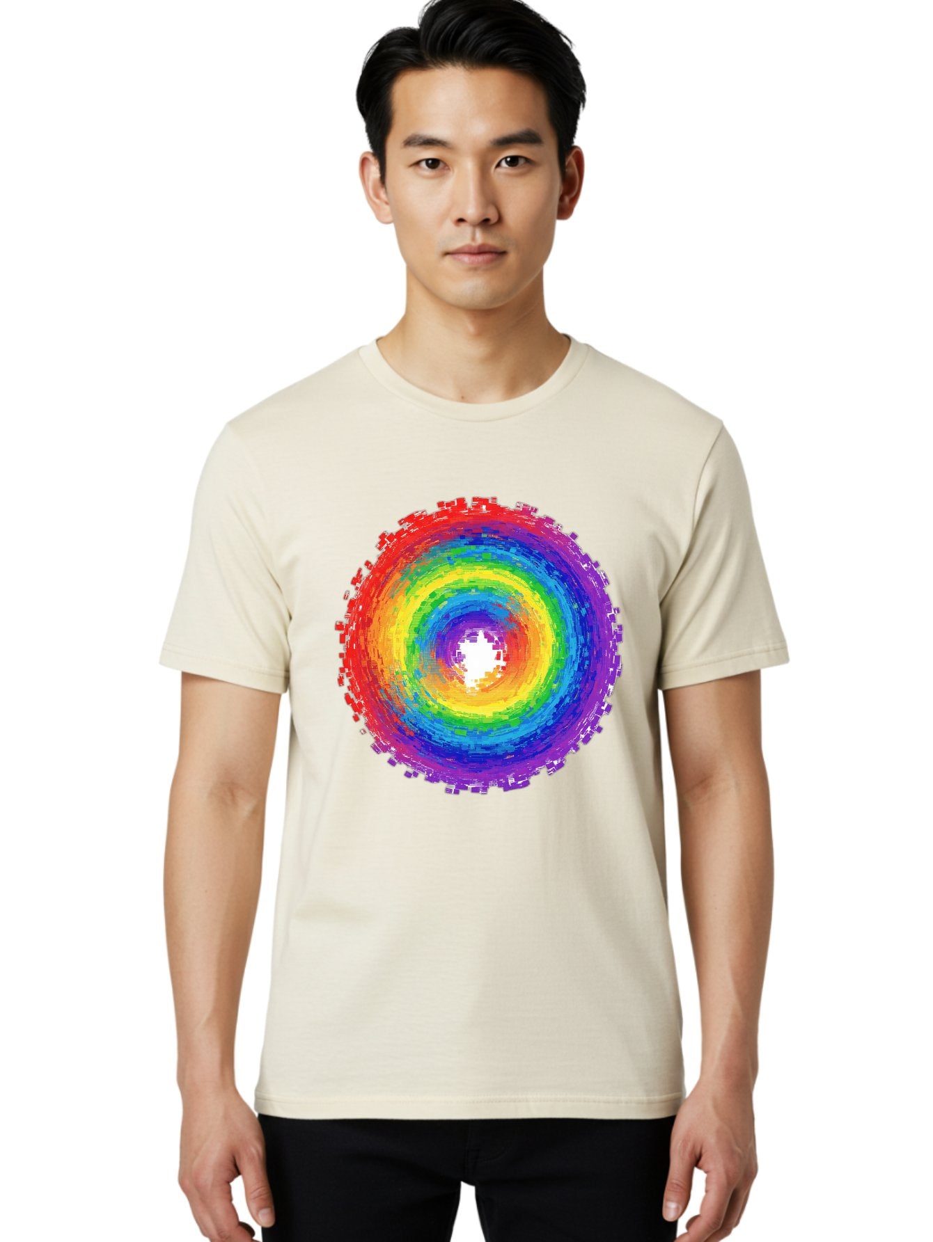 Rainbow-Circle-3 Men'S Graphic Tee, 100% Cotton, Comfortable Casual Summer Wear, Machine Washable, Vintage Camera, Old Camera, Antique Camera, Black Camera, Classic Photography, Photography Equipment, Nostalgic Device, Film Camera, Camera Art Bai290 29
