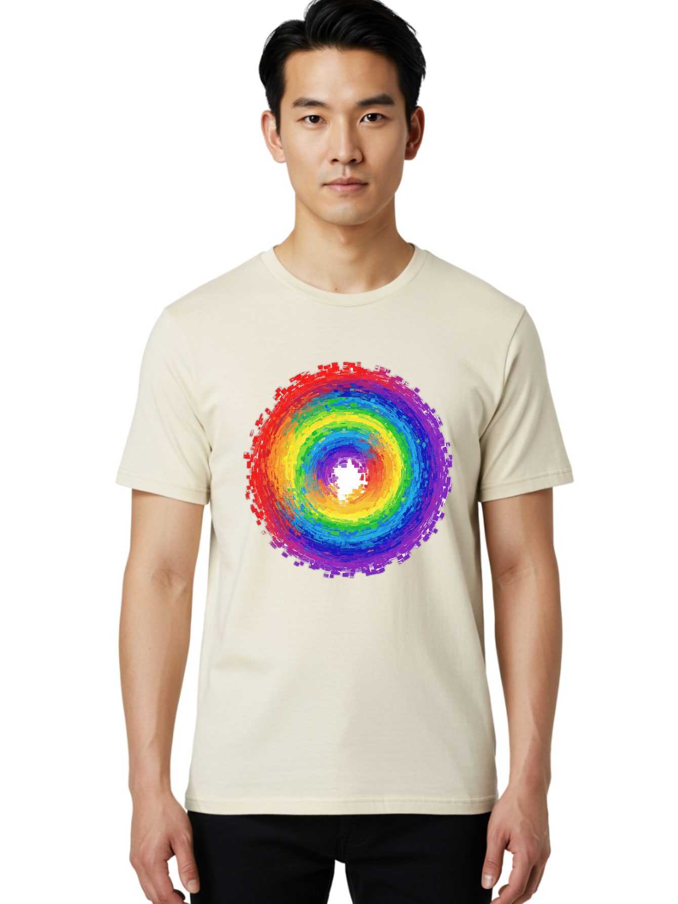 Rainbow-Circle-3 Men'S Graphic Tee, 100% Cotton, Comfortable Casual Summer Wear, Machine Washable, Vintage Camera, Old Camera, Antique Camera, Black Camera, Classic Photography, Photography Equipment, Nostalgic Device, Film Camera, Camera Art Bai290 17