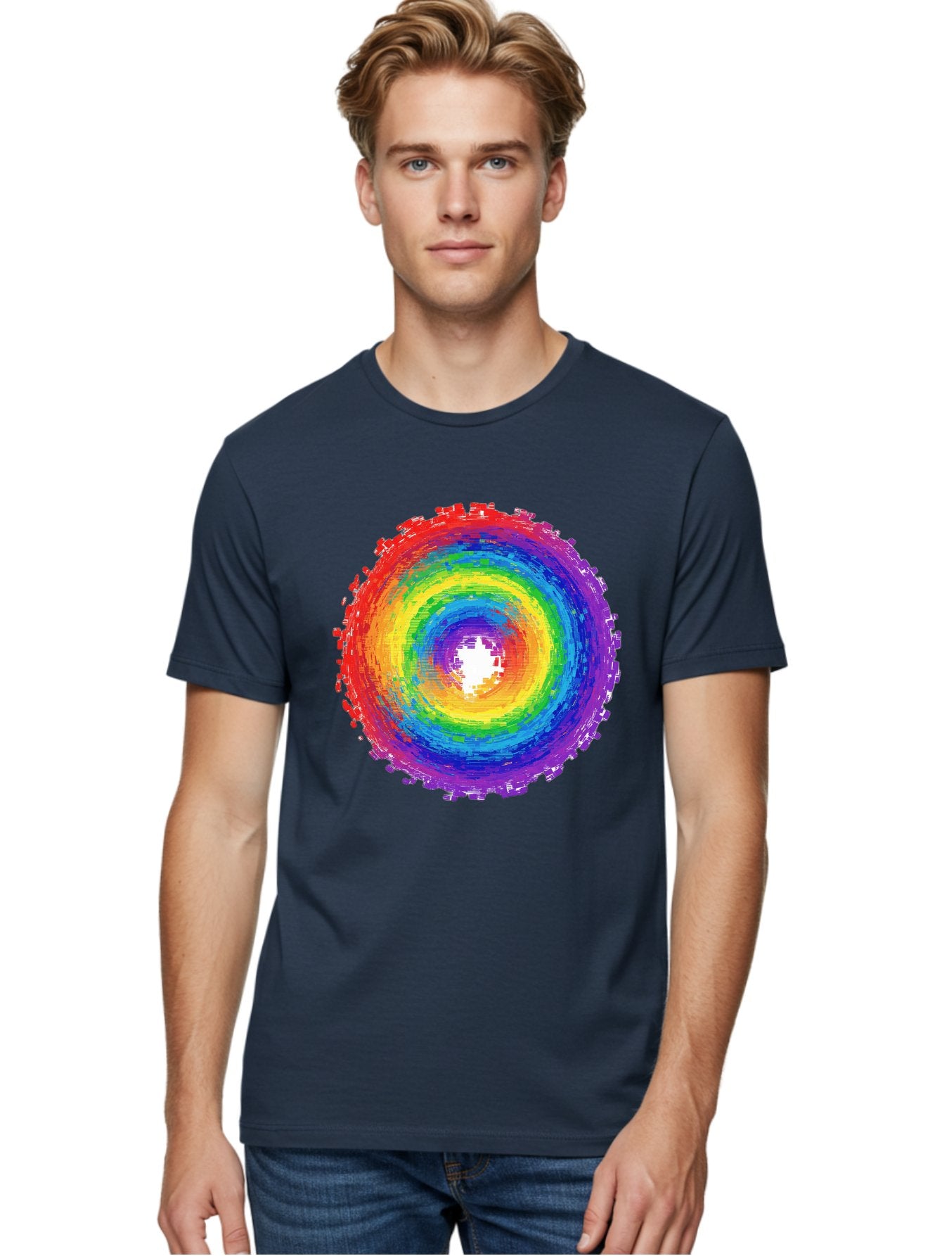 Rainbow-Circle-3 Men'S Graphic Tee, 100% Cotton, Comfortable Casual Summer Wear, Machine Washable, Vintage Camera, Old Camera, Antique Camera, Black Camera, Classic Photography, Photography Equipment, Nostalgic Device, Film Camera, Camera Art Bai290 17